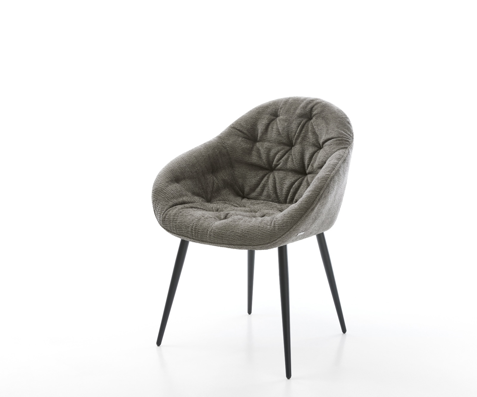 DELIFE Esszimmerstuhl Gaio-Flex Bouclé Soft Schlamm 4-Fuß konisch Schwarz