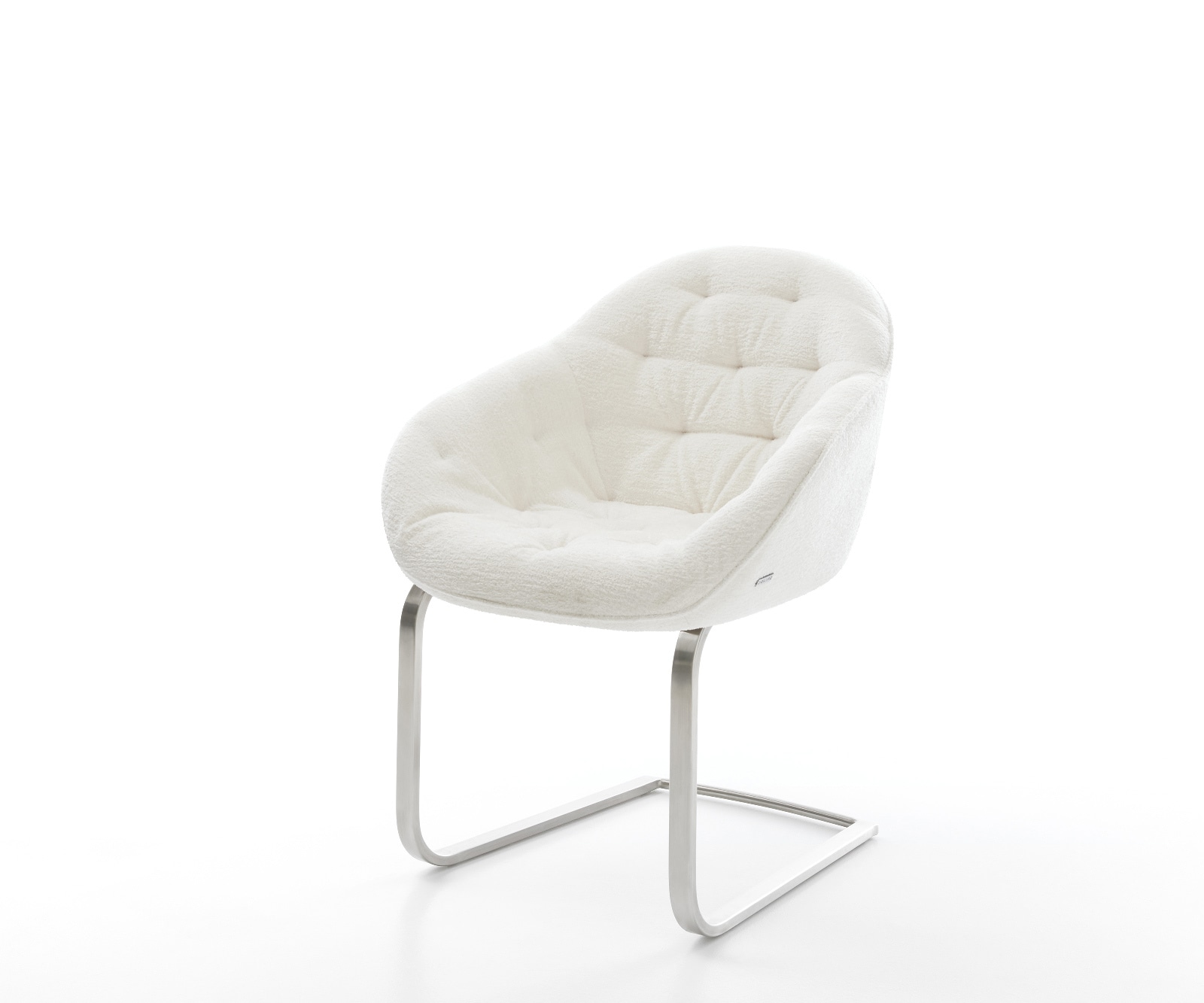 DELIFE Freischwinger Gaio-Flex Bouclé Soft Beige Freischwinger flach Edelstahl
