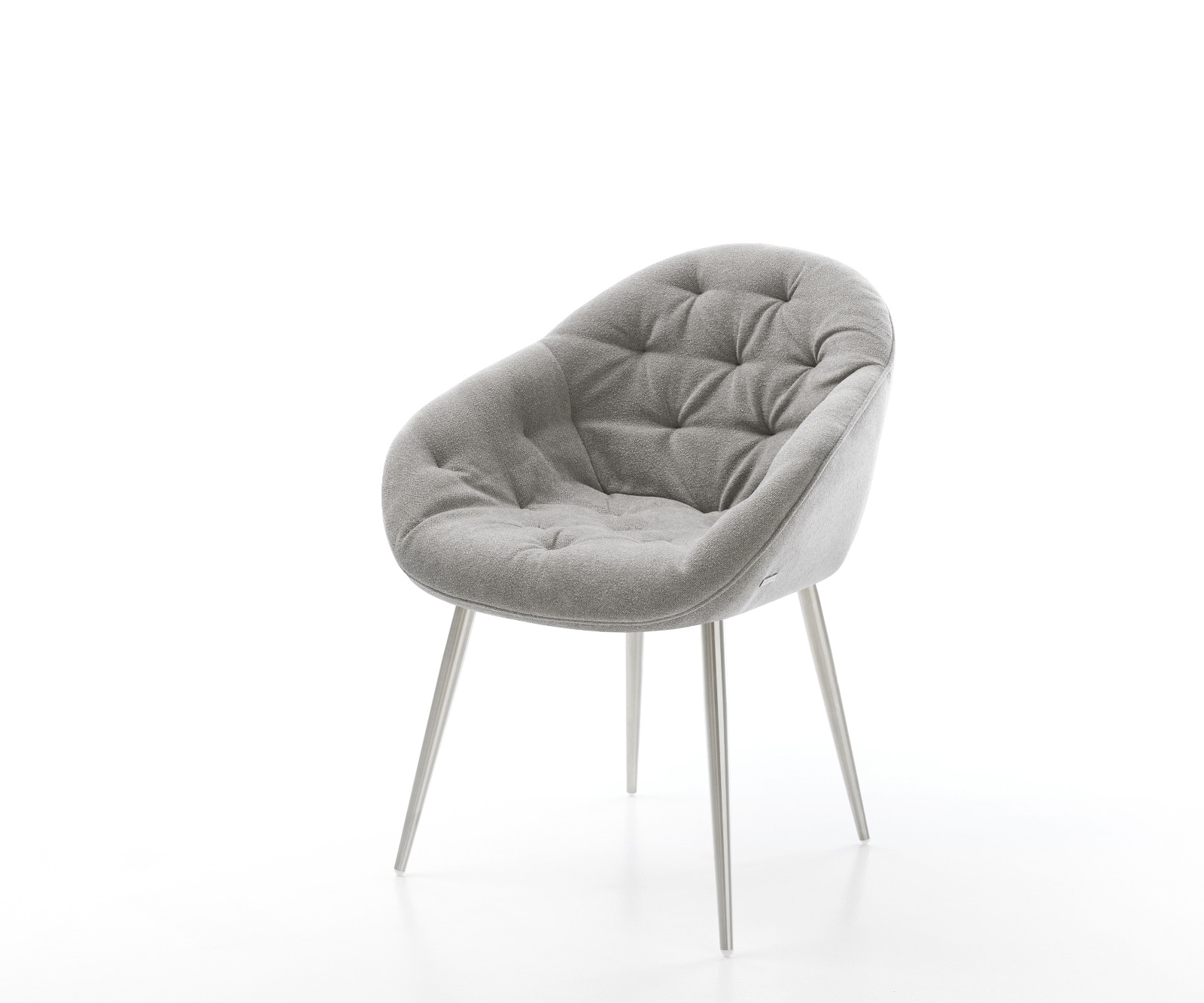 DELIFE Esszimmerstuhl Gaio-Flex Strukturstoff Soft Grau 4-Fuß konisch Edelstahl