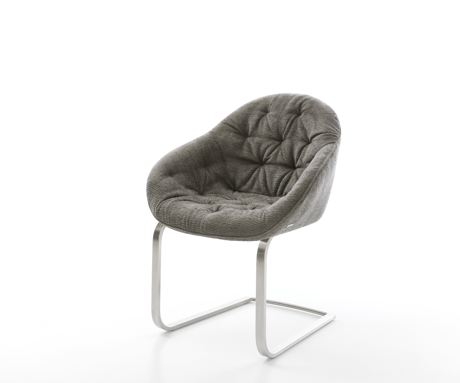 DELIFE Freischwinger Gaio-Flex Bouclé Soft Schlamm Freischwinger flach Edelstahl