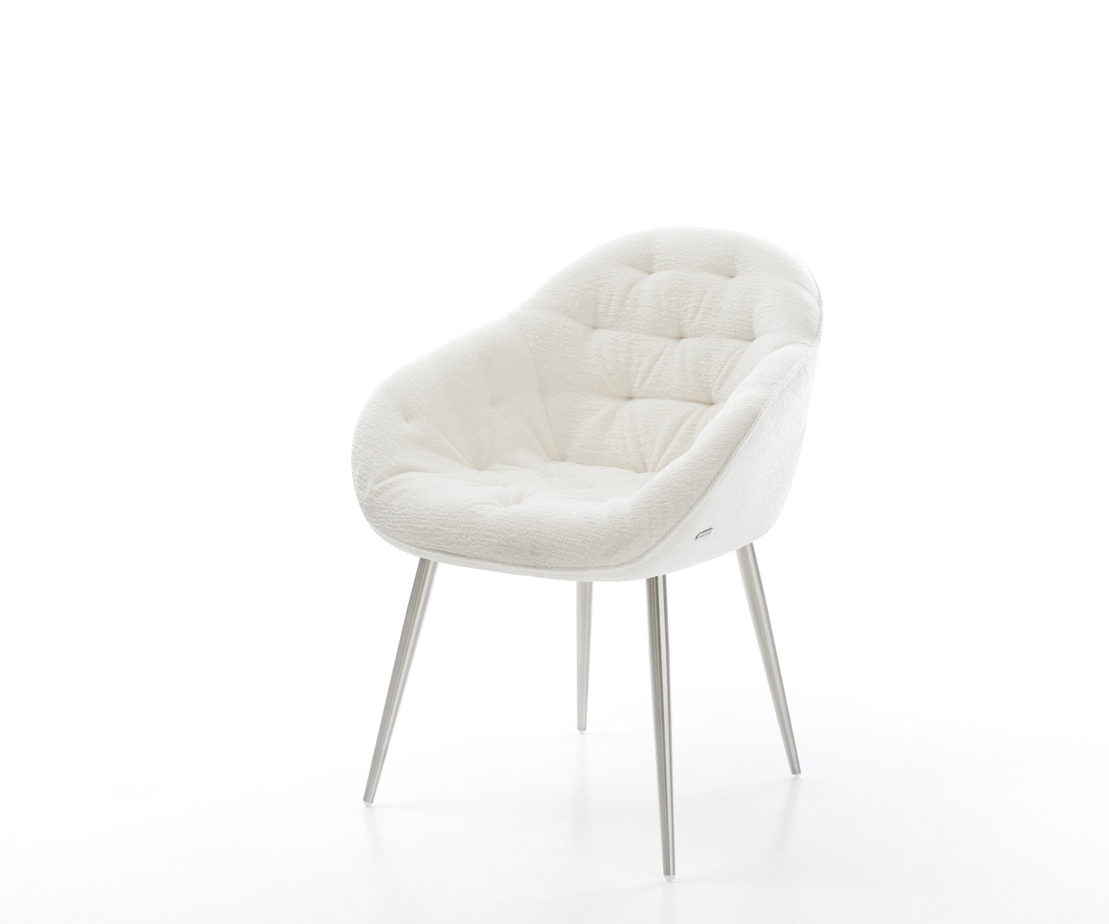 DELIFE Esszimmerstuhl Gaio-Flex Bouclé Soft Beige 4-Fuß konisch Edelstahl