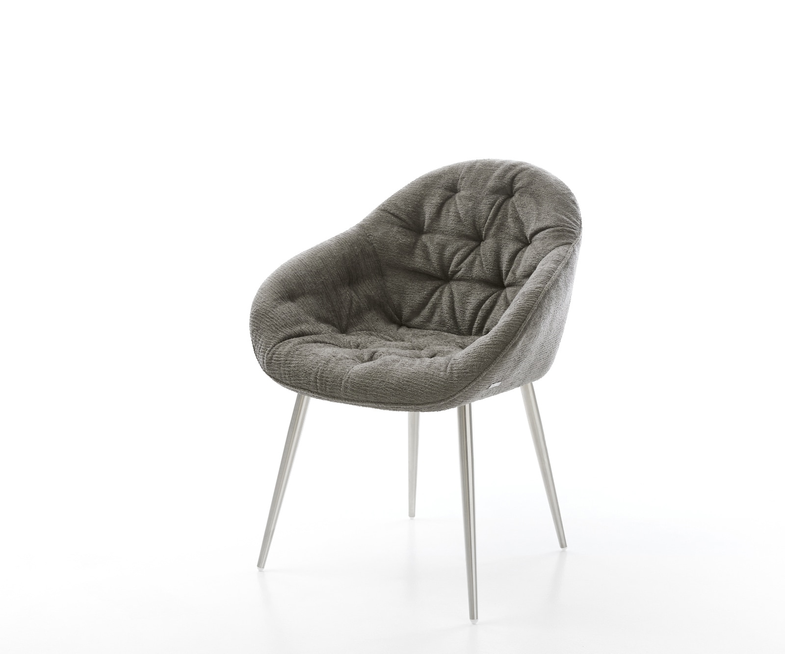DELIFE Esszimmerstuhl Gaio-Flex Bouclé Soft Schlamm 4-Fuß konisch Edelstahl