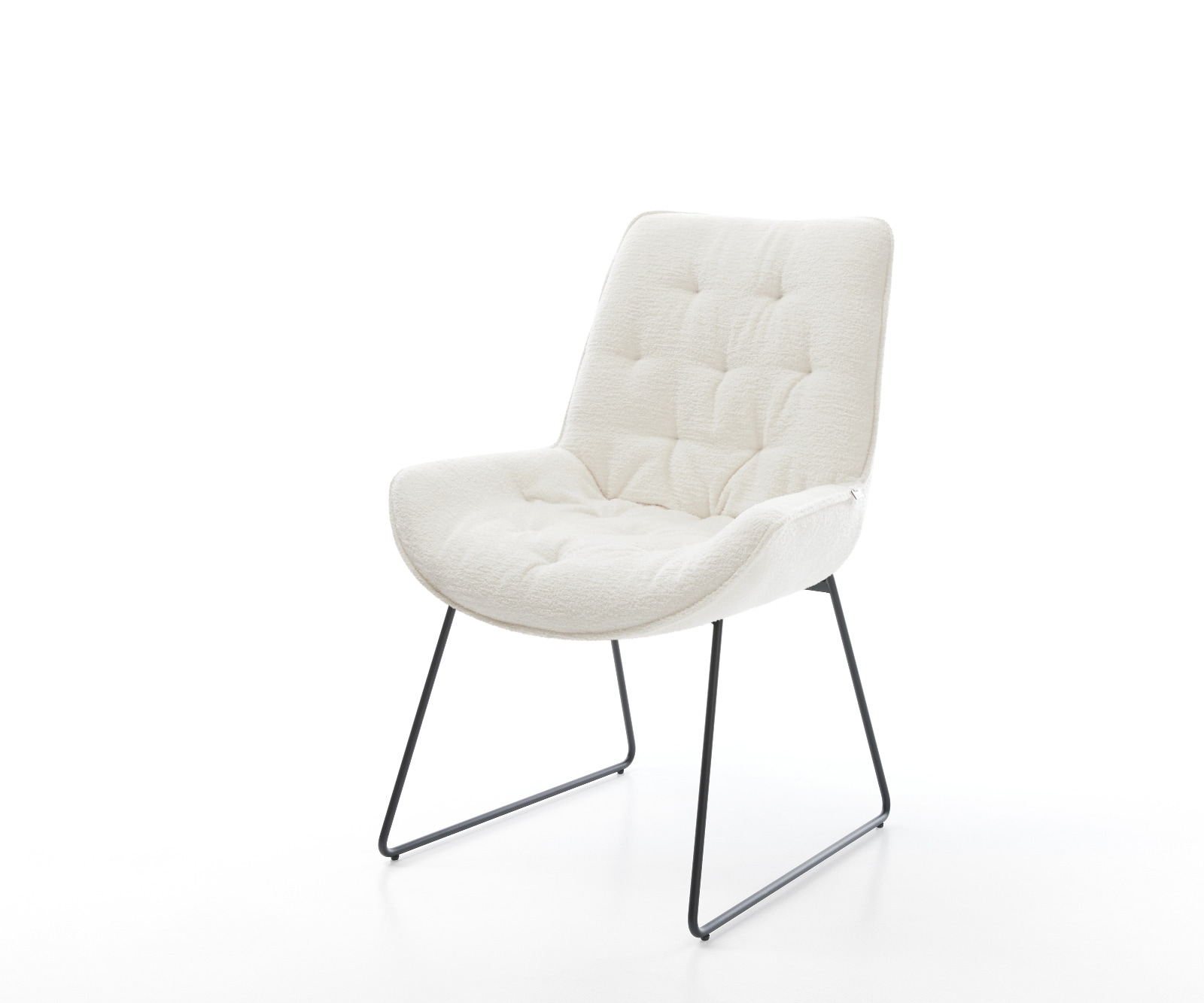 DELIFE Esszimmerstuhl Taimi-Flex Bouclé Soft Beige Kufengestell Schwarz