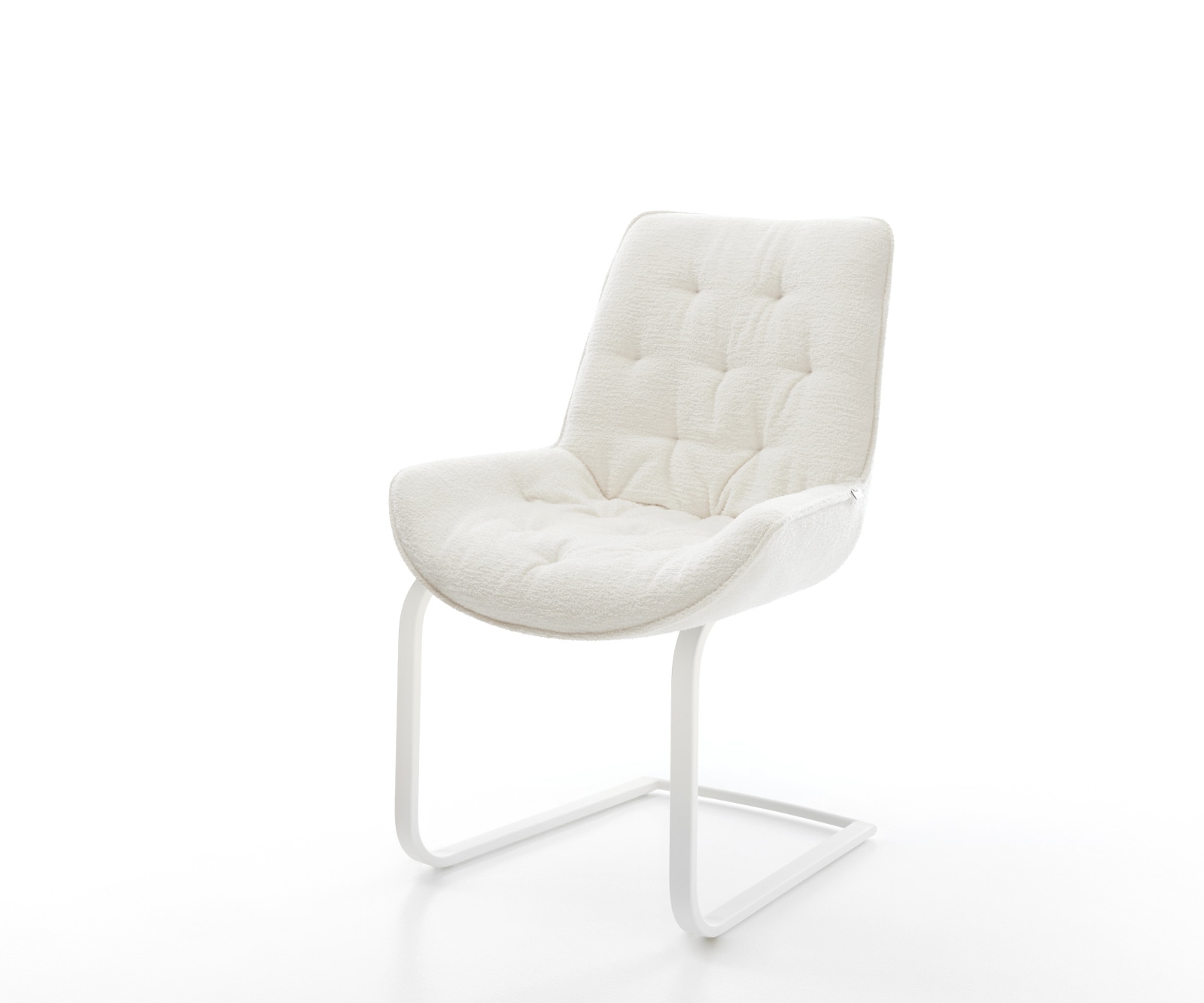 DELIFE Freischwinger Taimi-Flex Bouclé Soft Beige Freischwinger flach Weiß
