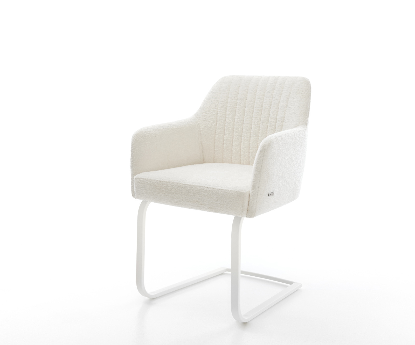 DELIFE Freischwinger Greg-Flex Bouclé Soft Beige Freischwinger flach Weiß Taschenfederkern