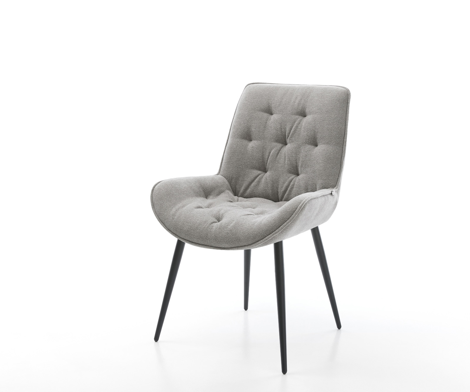 DELIFE Esszimmerstuhl Taimi-Flex Strukturstoff Soft Grau 4-Fuß konisch Schwarz