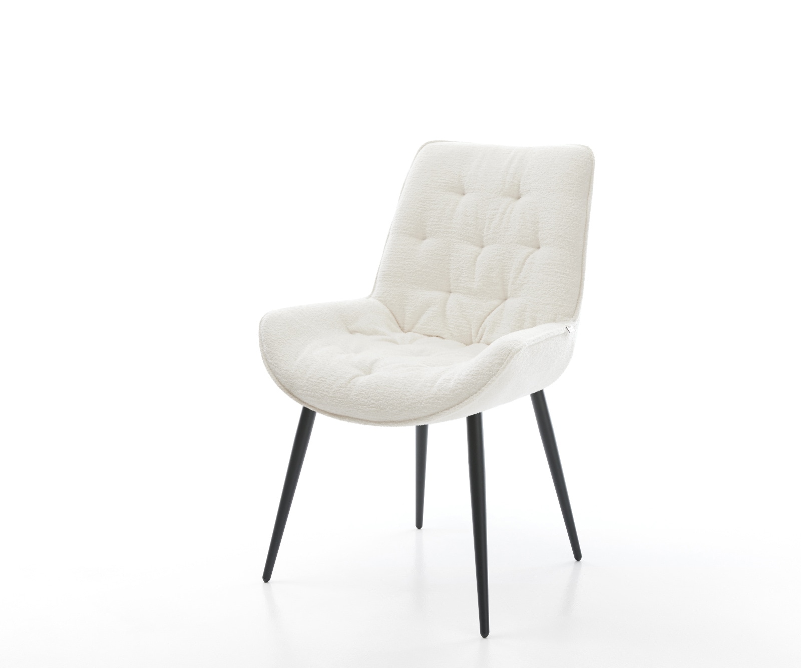 DELIFE Esszimmerstuhl Taimi-Flex Bouclé Soft Beige 4-Fuß konisch Schwarz