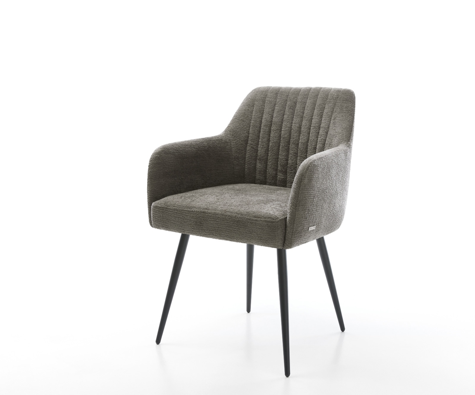 DELIFE Esszimmerstuhl Greg-Flex Bouclé Soft Schlamm 4-Fuß konisch Schwarz Taschenfederkern