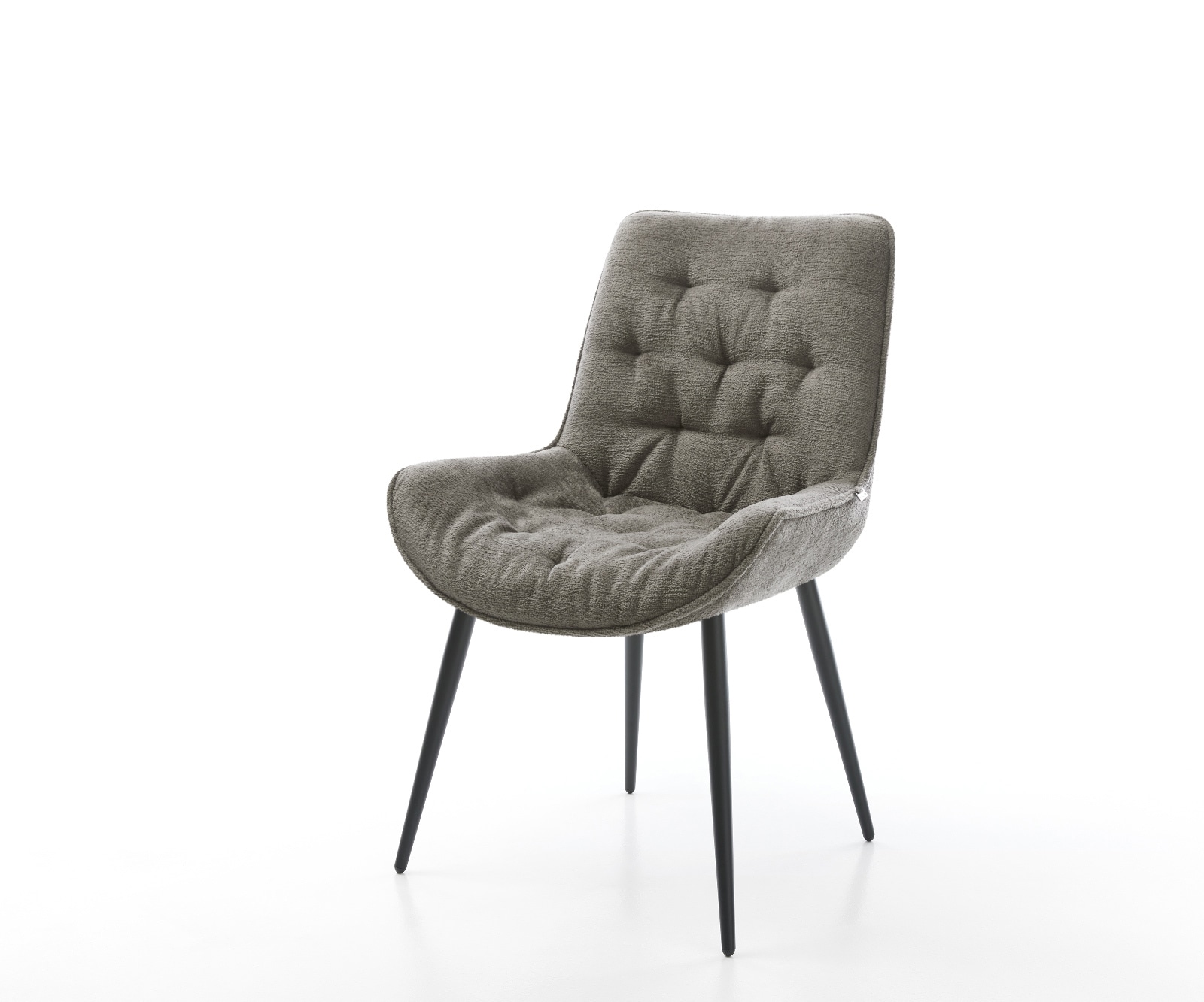 DELIFE Esszimmerstuhl Taimi-Flex Bouclé Soft Schlamm 4-Fuß konisch Schwarz