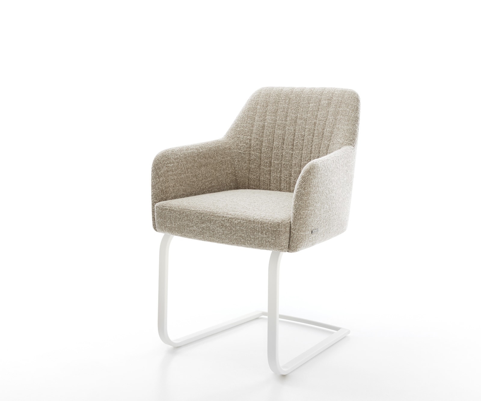 DELIFE Freischwinger Greg-Flex Webstoff Soft Beige Freischwinger flach Weiß Taschenfederkern