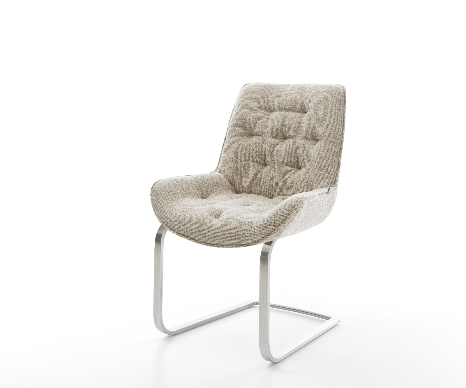 DELIFE Freischwinger Taimi-Flex Webstoff Soft Beige Freischwinger flach Edelstahl