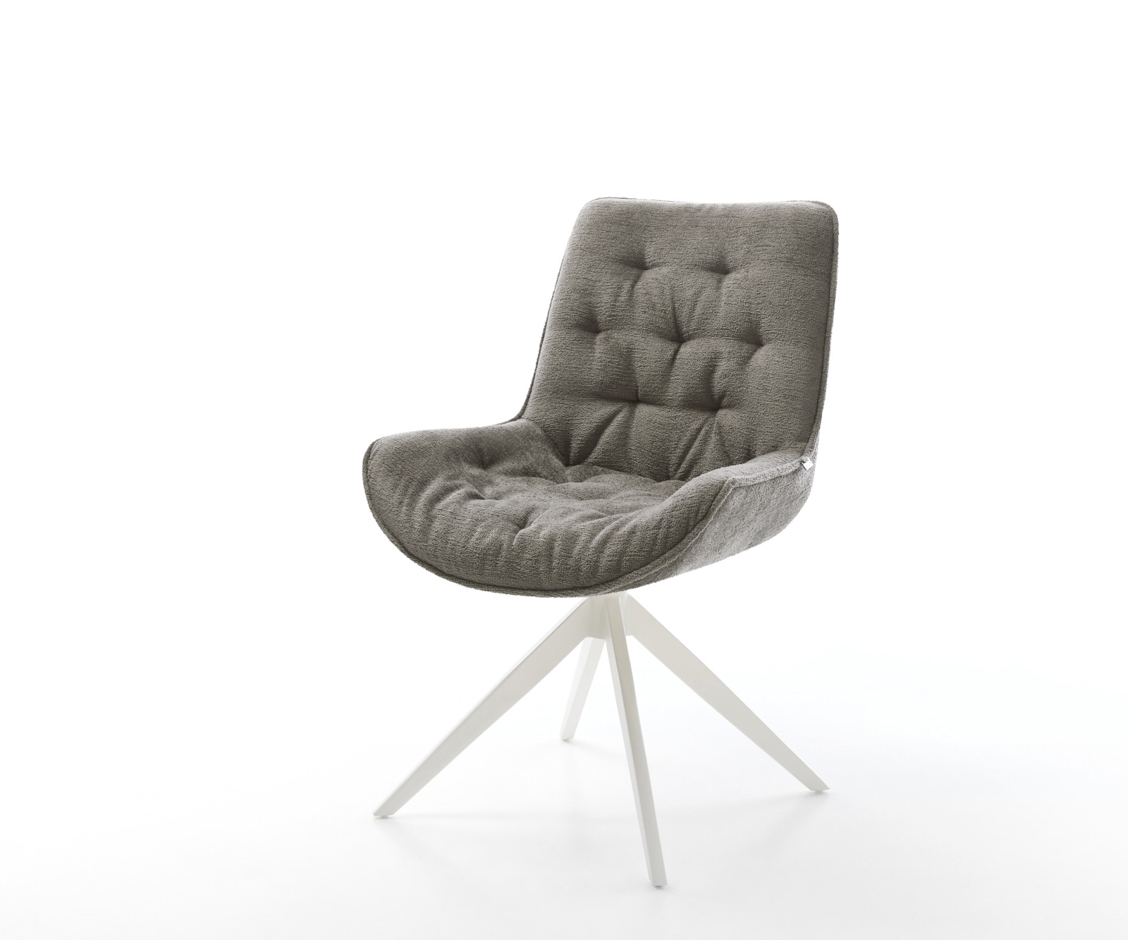 DELIFE Drehstuhl Taimi-Flex Bouclé Soft Schlamm Kreuzgestell breit Weiß 360° drehbar Wippfunktion