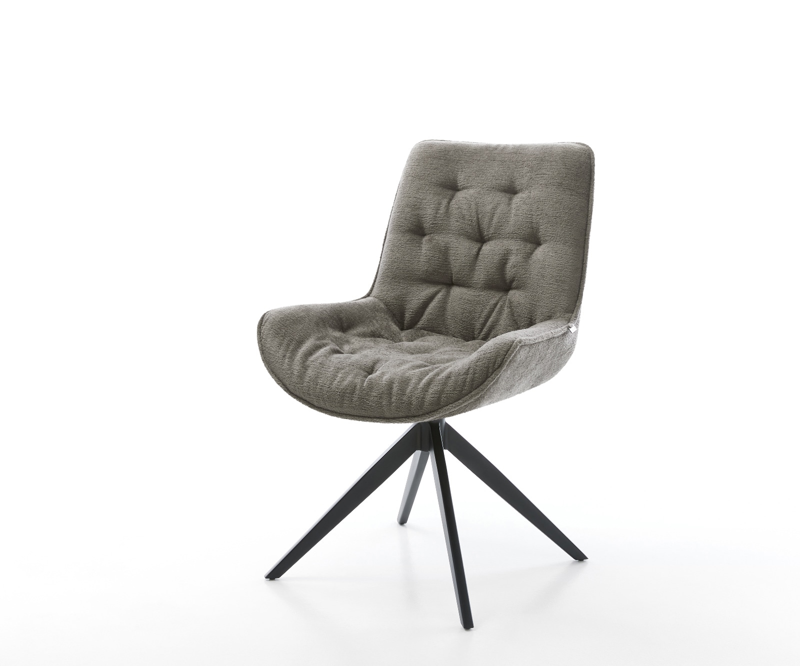 DELIFE Drehstuhl Taimi-Flex Bouclé Soft Schlamm Kreuzgestell breit Schwarz 360° drehbar Wippfunktion