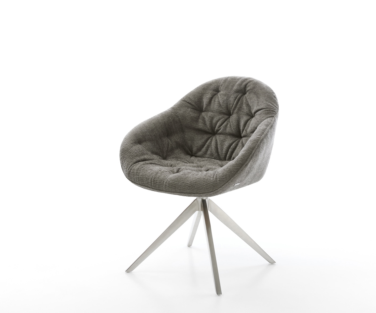DELIFE Drehstuhl Gaio-Flex Bouclé Soft Schlamm Kreuzgestell breit Edelstahl 360° drehbar Wippfunktion