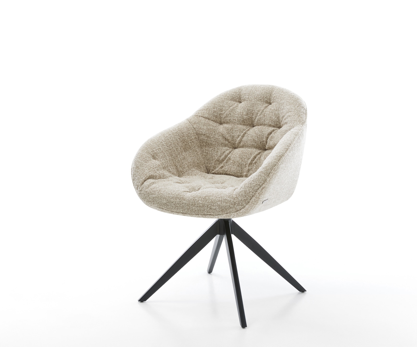 DELIFE Drehstuhl Gaio-Flex Webstoff Soft Beige Kreuzgestell breit Schwarz 360° drehbar Wippfunktion