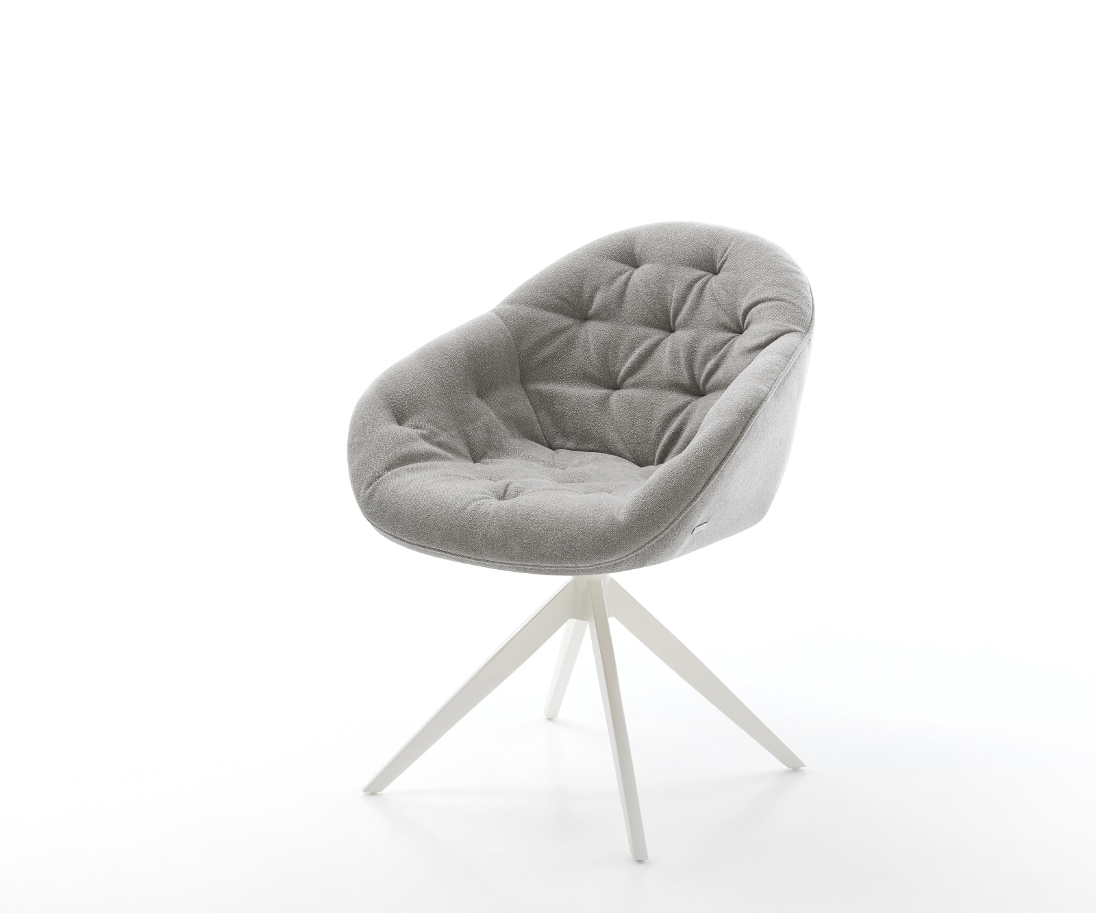 DELIFE Drehstuhl Gaio-Flex Strukturstoff Soft Grau Kreuzgestell breit Weiß 360° drehbar Wippfunktion
