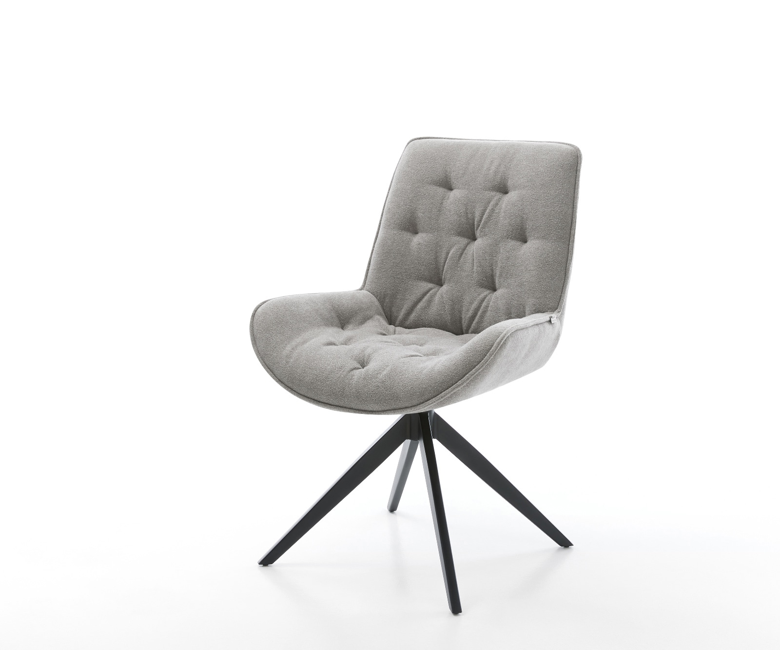 DELIFE Drehstuhl Taimi-Flex Strukturstoff Soft Grau Kreuzgestell breit Schwarz 360° drehbar Wippfunktion