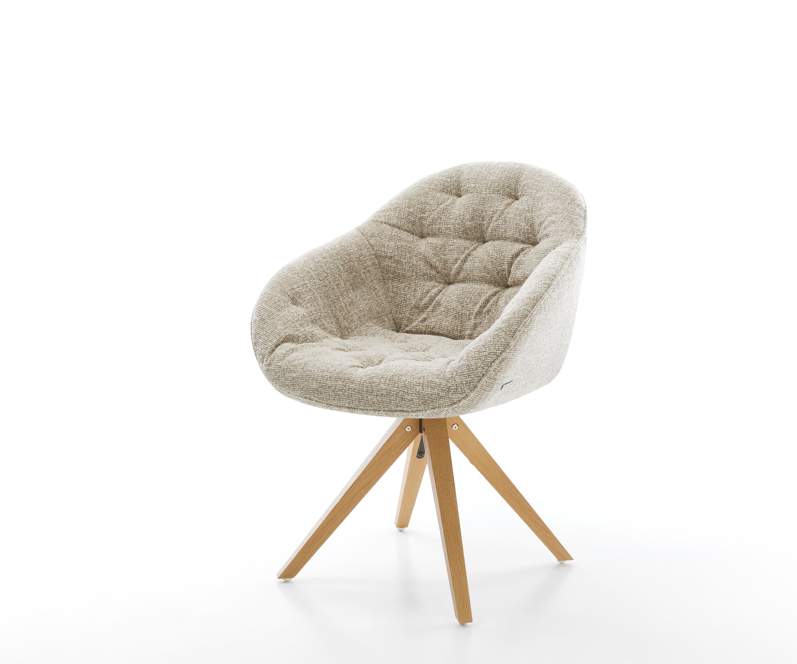 DELIFE Drehstuhl Gaio-Flex Webstoff Soft Beige Holzgestell kantig Natur 180° drehbar