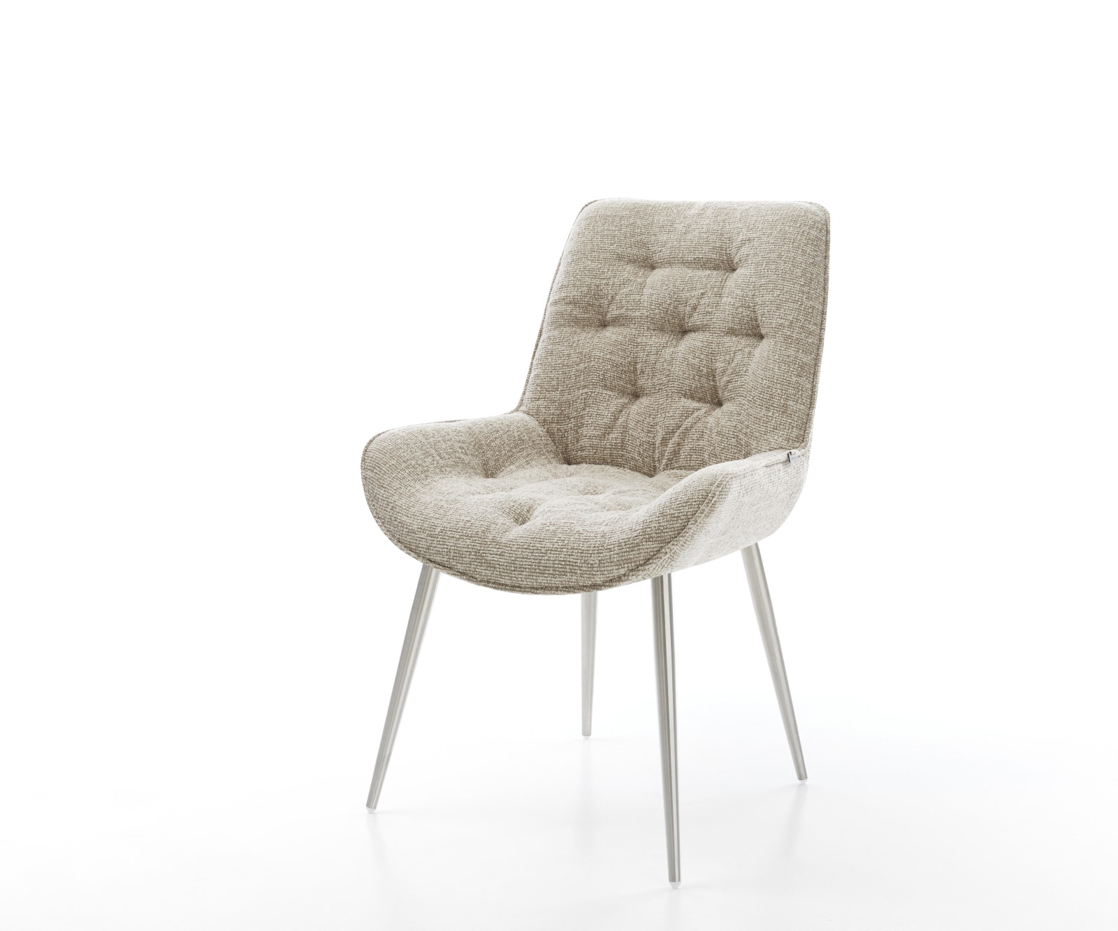 DELIFE Esszimmerstuhl Taimi-Flex Webstoff Soft Beige 4-Fuß konisch Edelstahl