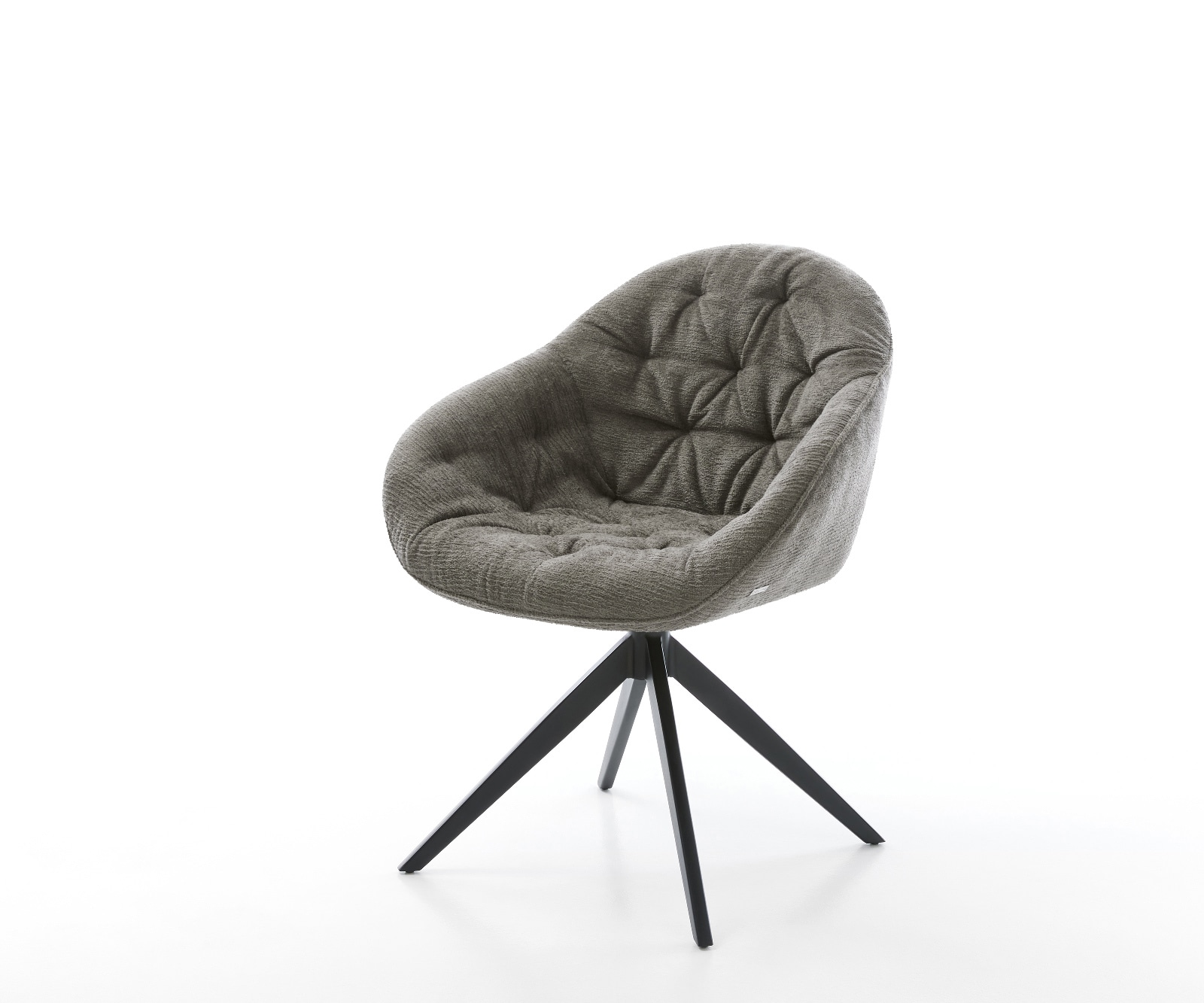 DELIFE Drehstuhl Gaio-Flex Bouclé Soft Schlamm Kreuzgestell breit Schwarz 360° drehbar Wippfunktion