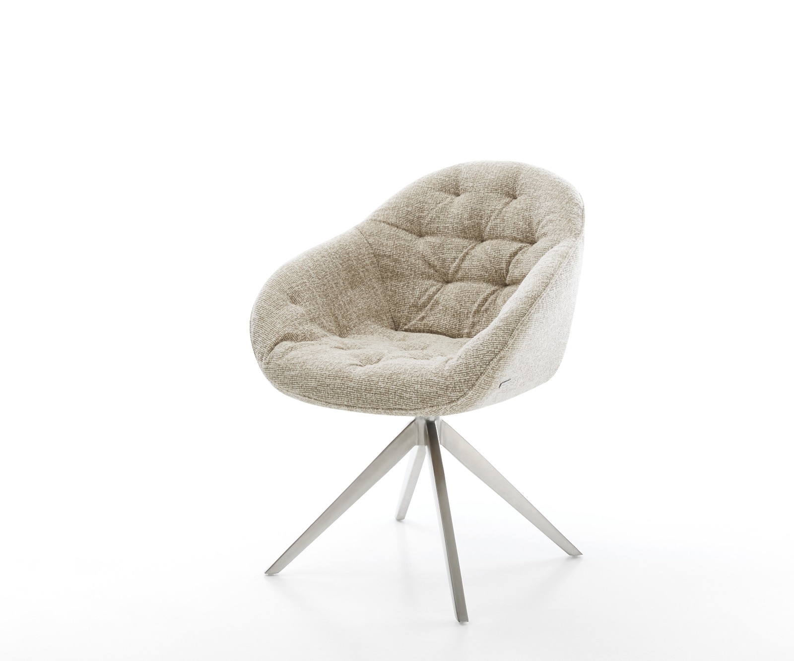 DELIFE Drehstuhl Gaio-Flex Webstoff Soft Beige Kreuzgestell breit Edelstahl 360° drehbar Wippfunktion