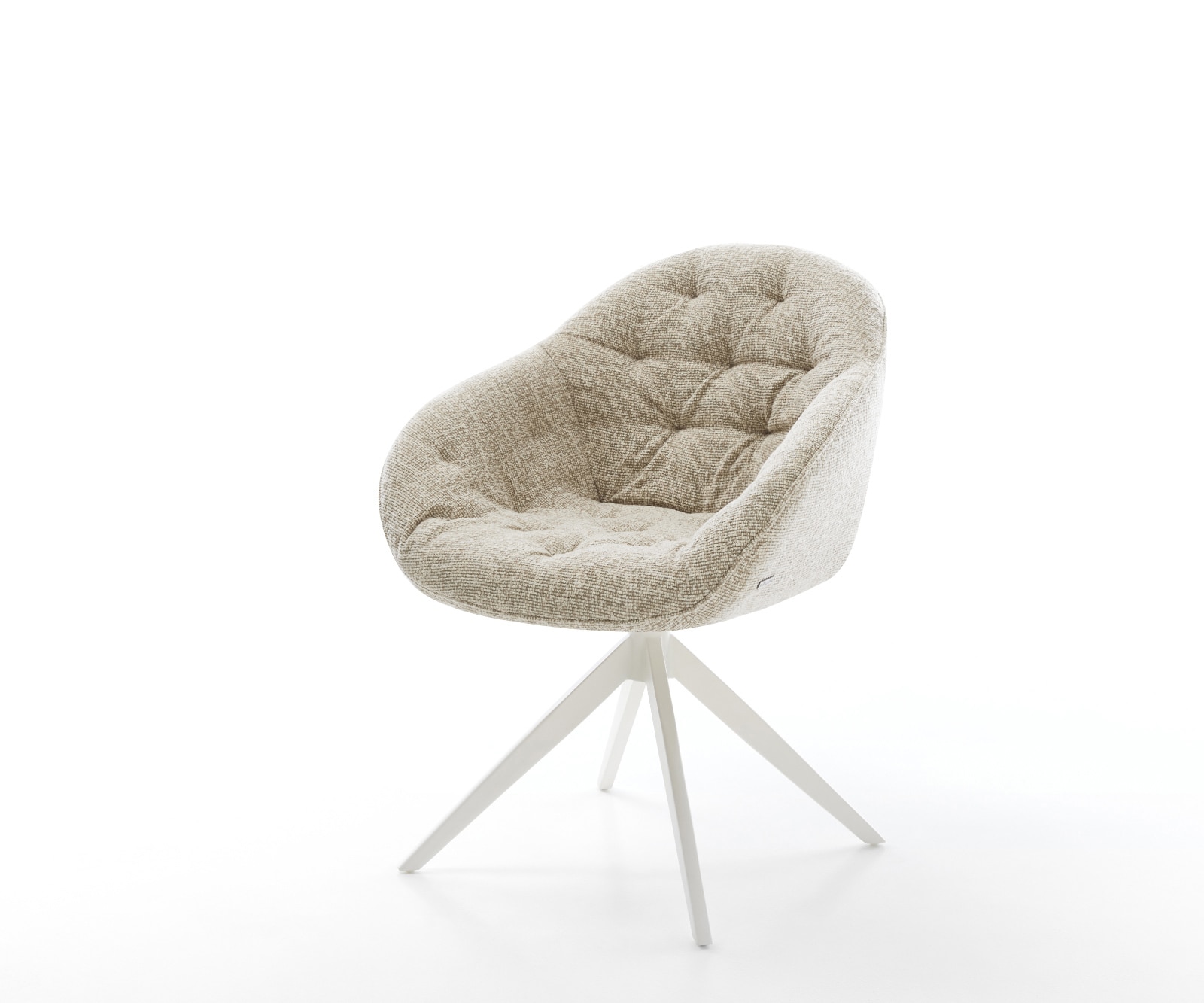 DELIFE Drehstuhl Gaio-Flex Webstoff Soft Beige Kreuzgestell breit Weiß 360° drehbar Wippfunktion