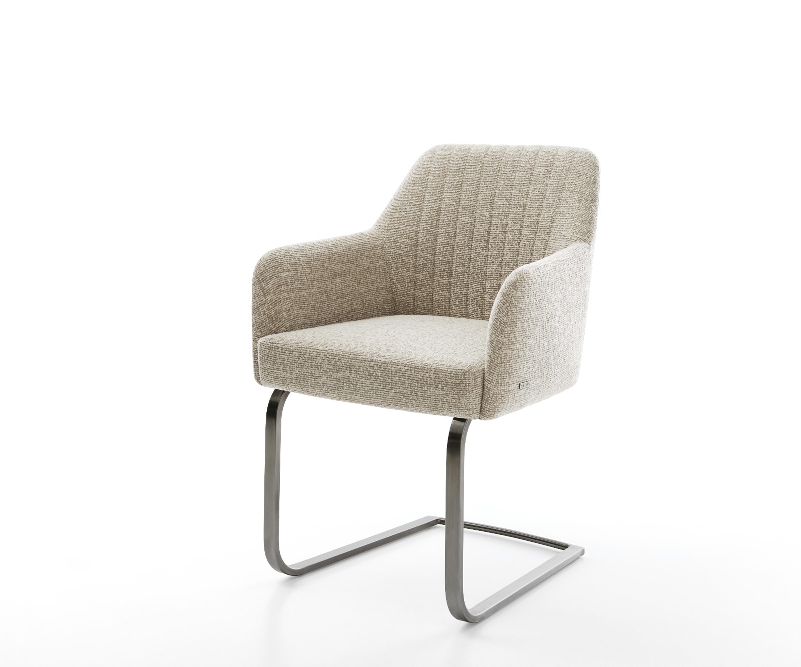 DELIFE Freischwinger Greg-Flex Webstoff Soft Beige Freischwinger flach Graphit Taschenfederkern