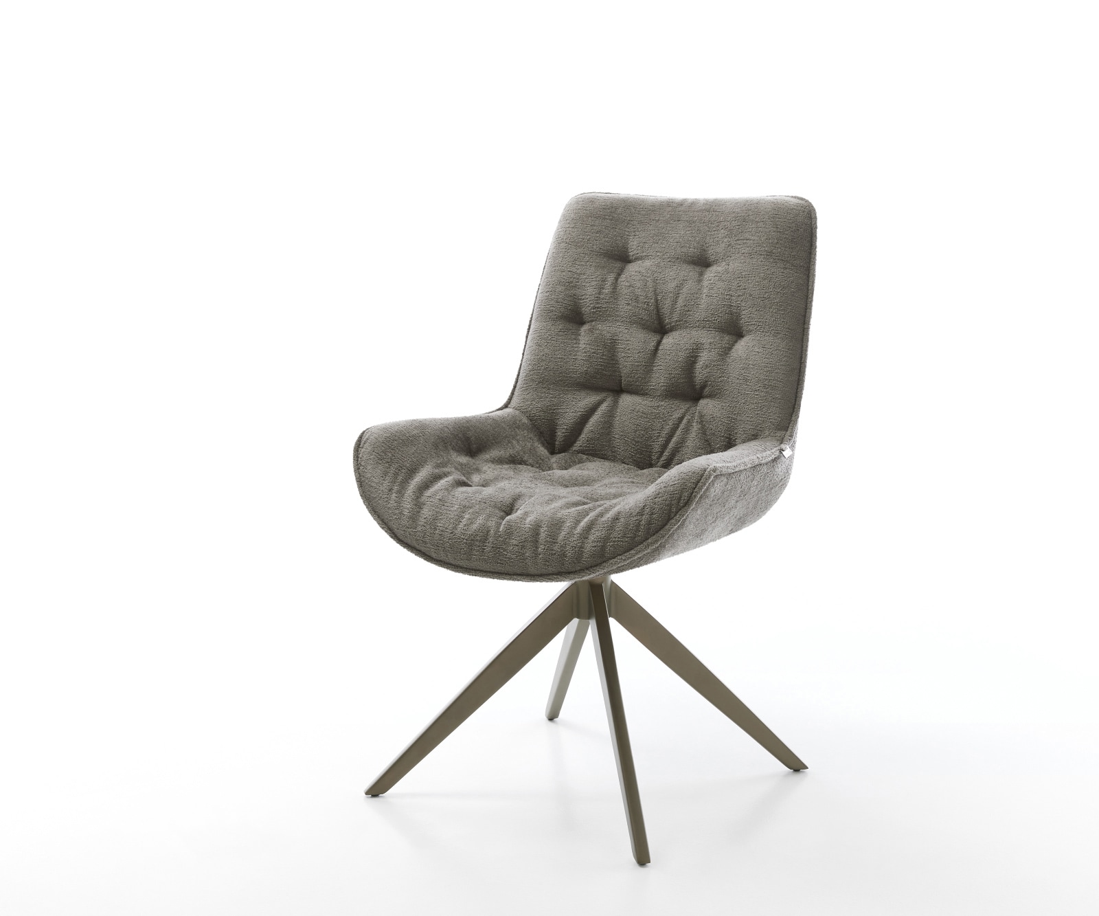 DELIFE Drehstuhl Taimi-Flex Bouclé Soft Schlamm Kreuzgestell breit Effektfinish Titan 360° drehbar Wippfunktion