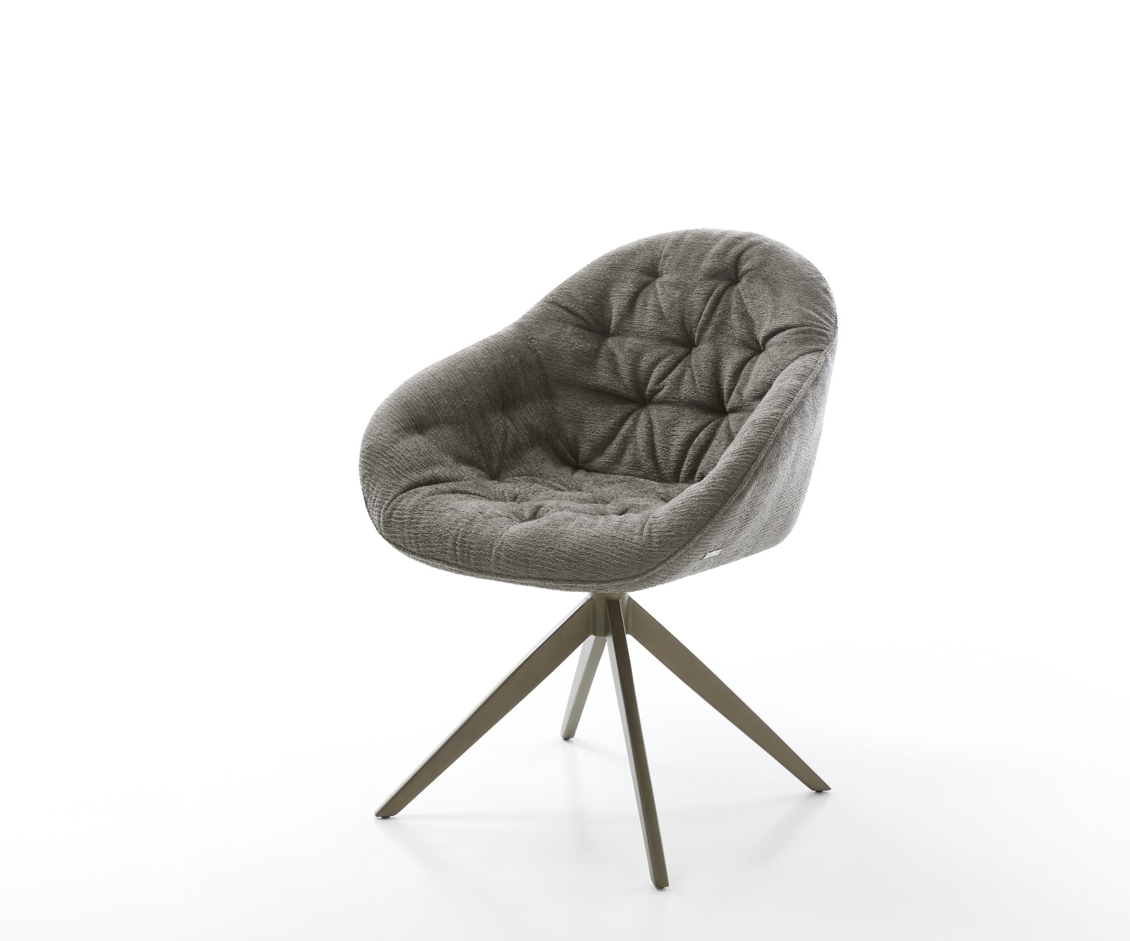 DELIFE Drehstuhl Gaio-Flex Bouclé Soft Schlamm Kreuzgestell breit Effektfinish Titan 360° drehbar Wippfunktion