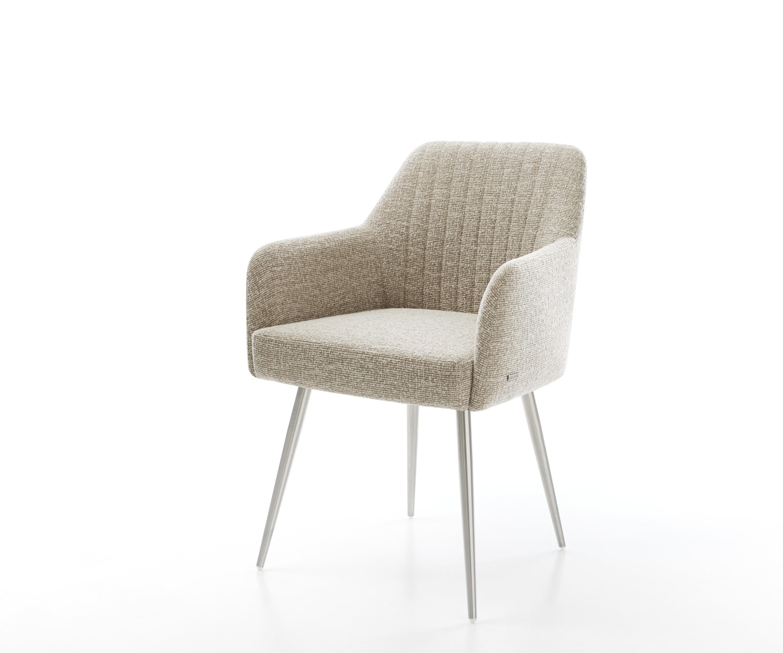 DELIFE Esszimmerstuhl Greg-Flex Webstoff Soft Beige 4-Fuß konisch Edelstahl Taschenfederkern