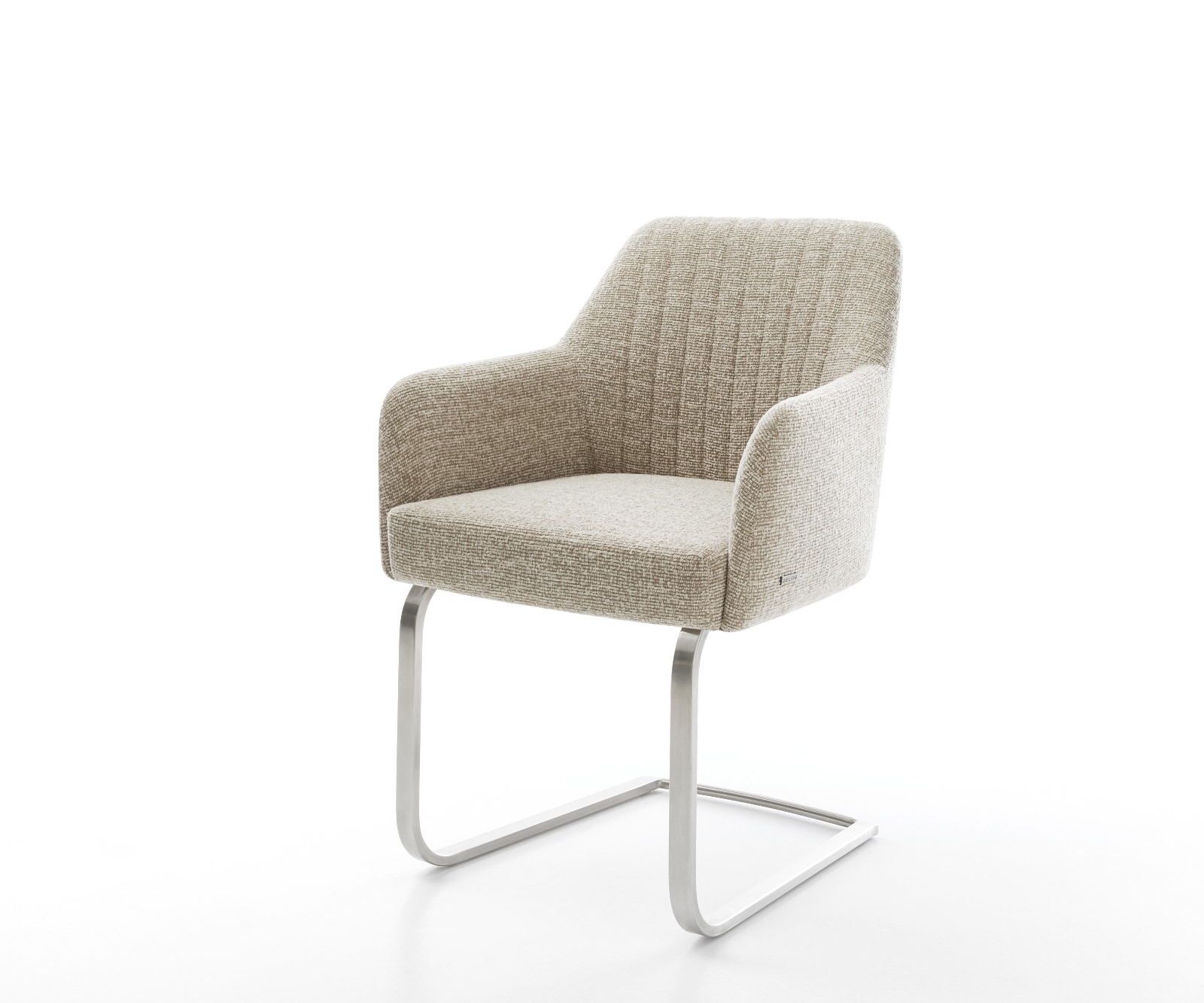 DELIFE Freischwinger Greg-Flex Webstoff Soft Beige Freischwinger flach Edelstahl Taschenfederkern