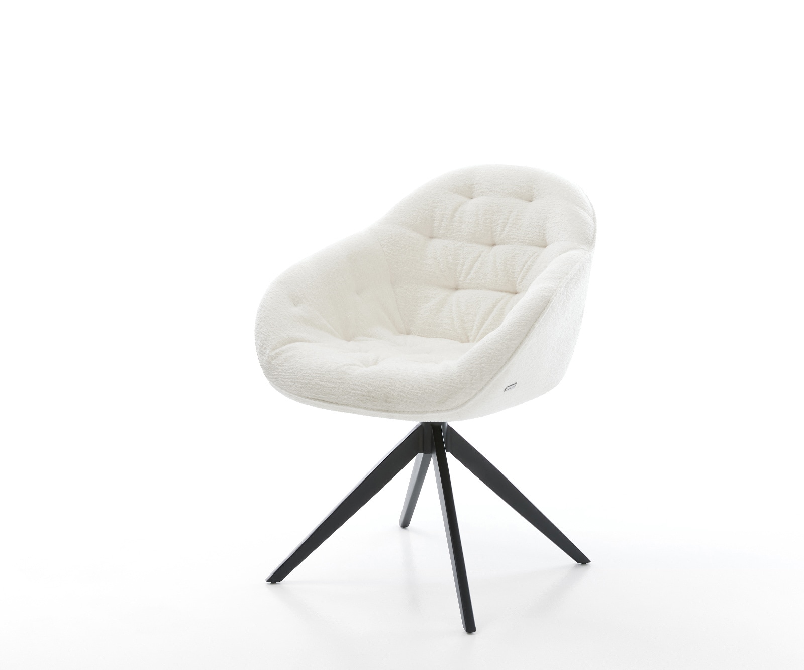 DELIFE Drehstuhl Gaio-Flex Bouclé Soft Beige Kreuzgestell breit Schwarz 360° drehbar Wippfunktion