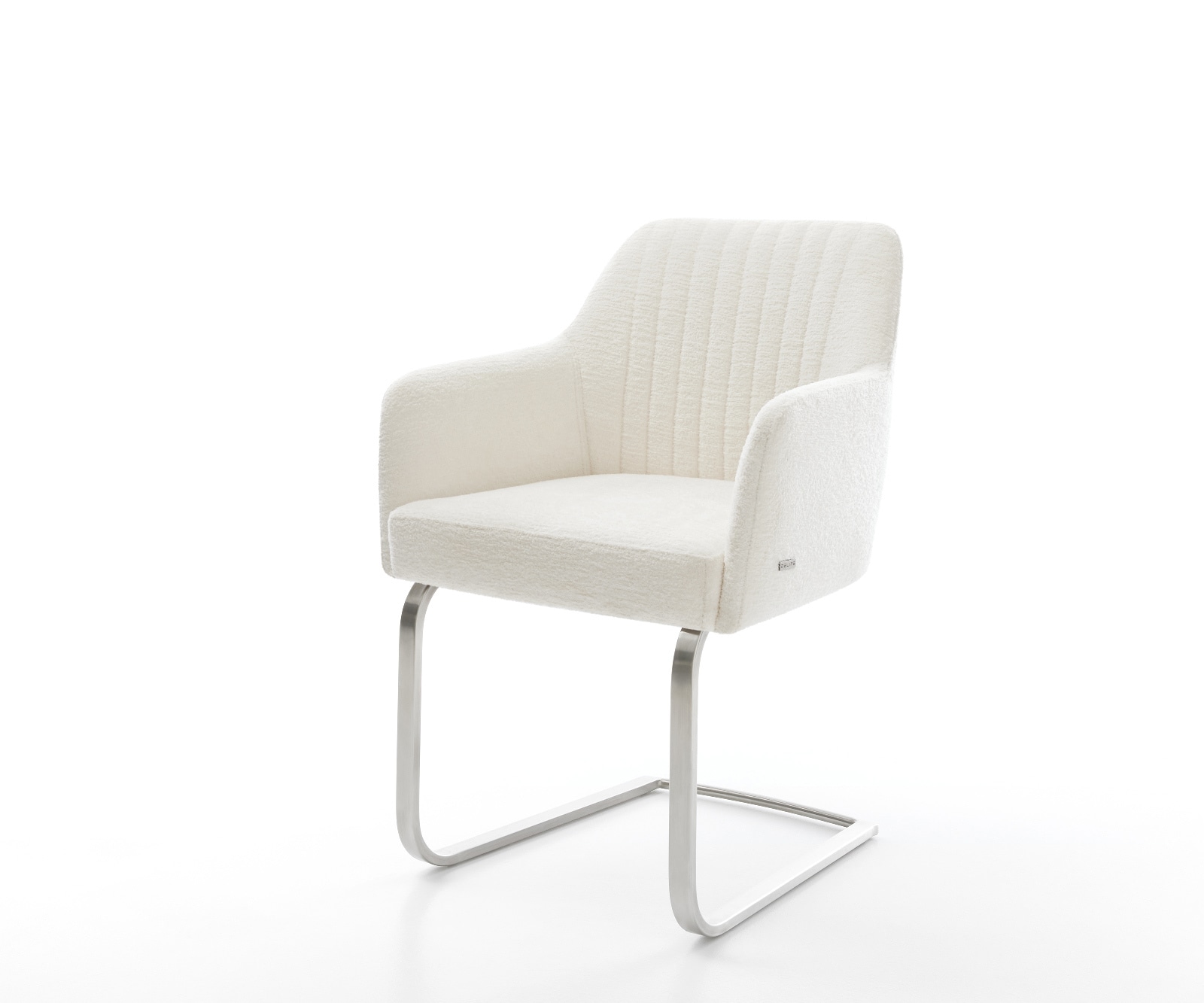 DELIFE Freischwinger Greg-Flex Bouclé Soft Beige Freischwinger flach Edelstahl Taschenfederkern