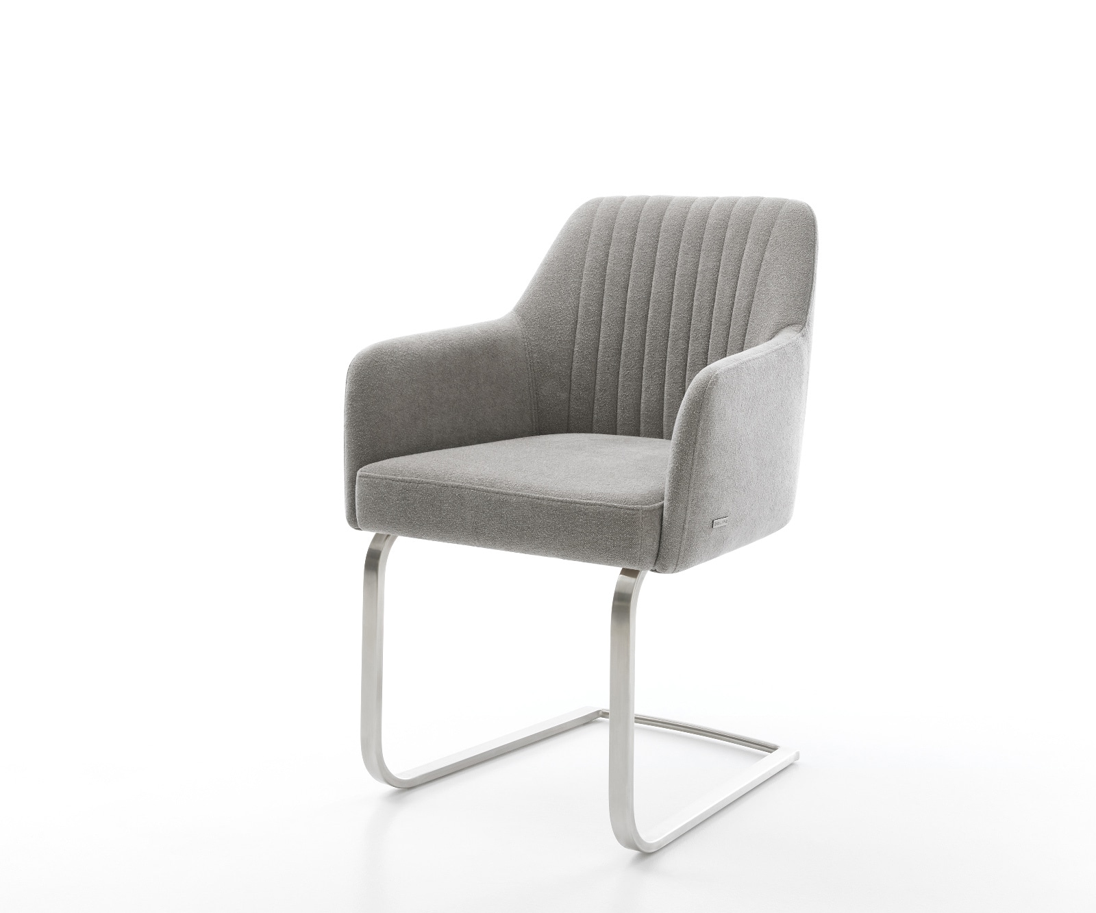 DELIFE Freischwinger Greg-Flex Strukturstoff Soft Grau Freischwinger flach Edelstahl Taschenfederkern