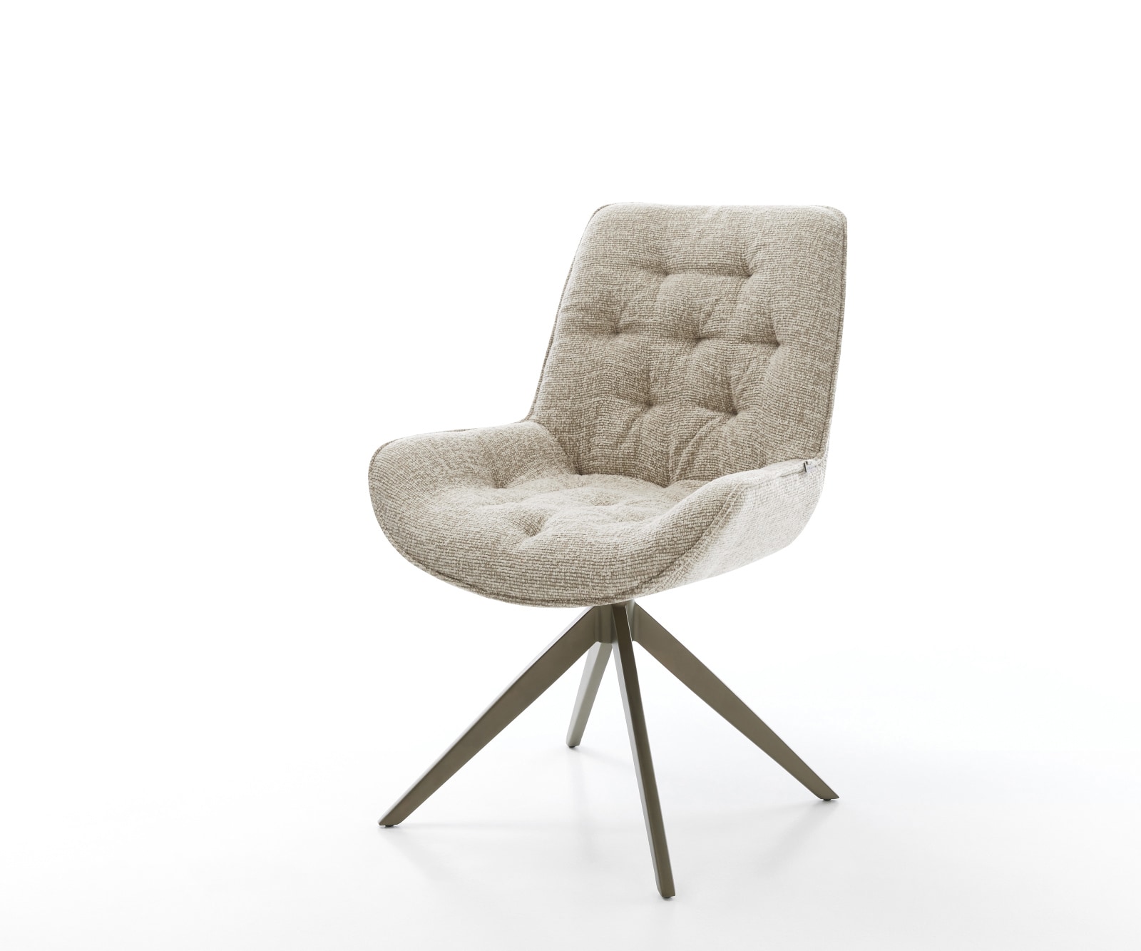DELIFE Drehstuhl Taimi-Flex Webstoff Soft Beige Kreuzgestell breit Effektfinish Titan 360° drehbar Wippfunktion