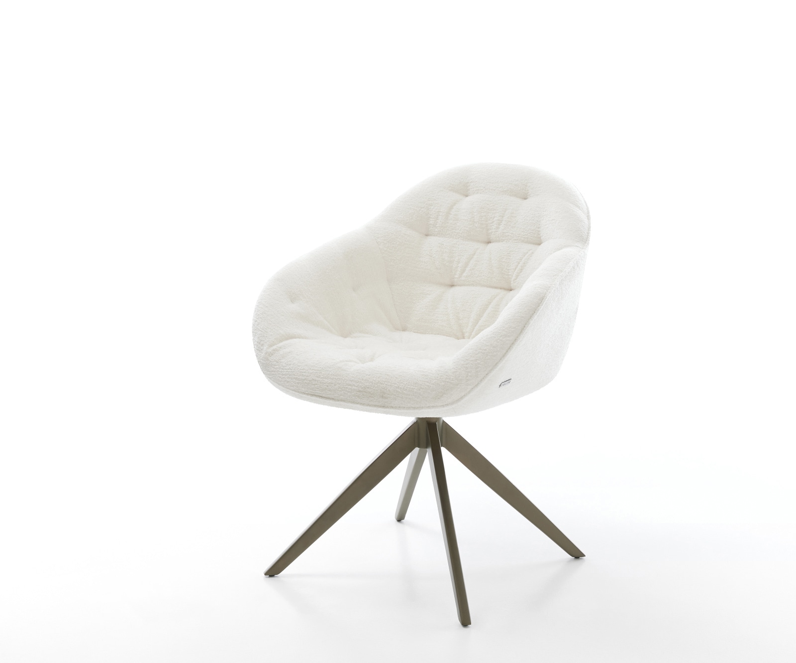 DELIFE Drehstuhl Gaio-Flex Bouclé Soft Beige Kreuzgestell breit Effektfinish Titan 360° drehbar Wippfunktion