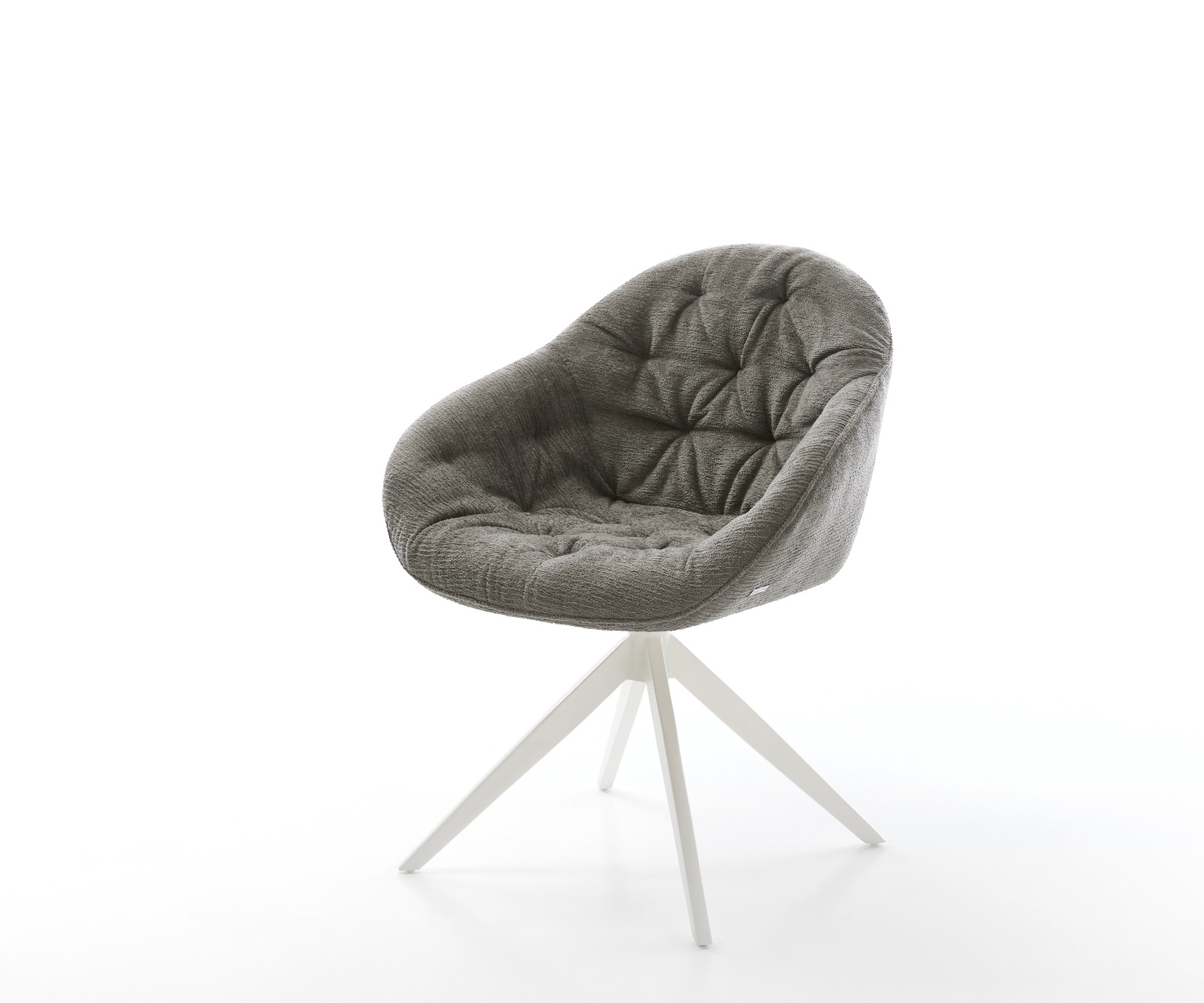 DELIFE Drehstuhl Gaio-Flex Bouclé Soft Schlamm Kreuzgestell breit Weiß 360° drehbar Wippfunktion