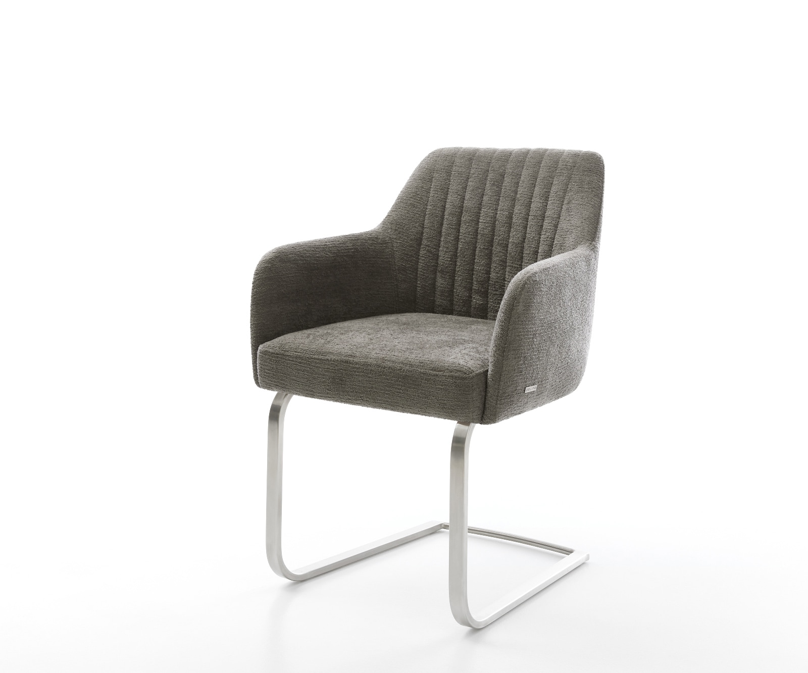 DELIFE Freischwinger Greg-Flex Bouclé Soft Schlamm Freischwinger flach Edelstahl Taschenfederkern
