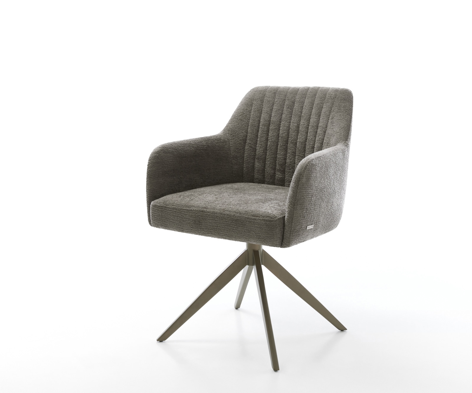 DELIFE Drehstuhl Greg-Flex Bouclé Soft Schlamm Kreuzgestell breit Effektfinish Titan 360° drehbar Wippfunktion Taschenfederkern