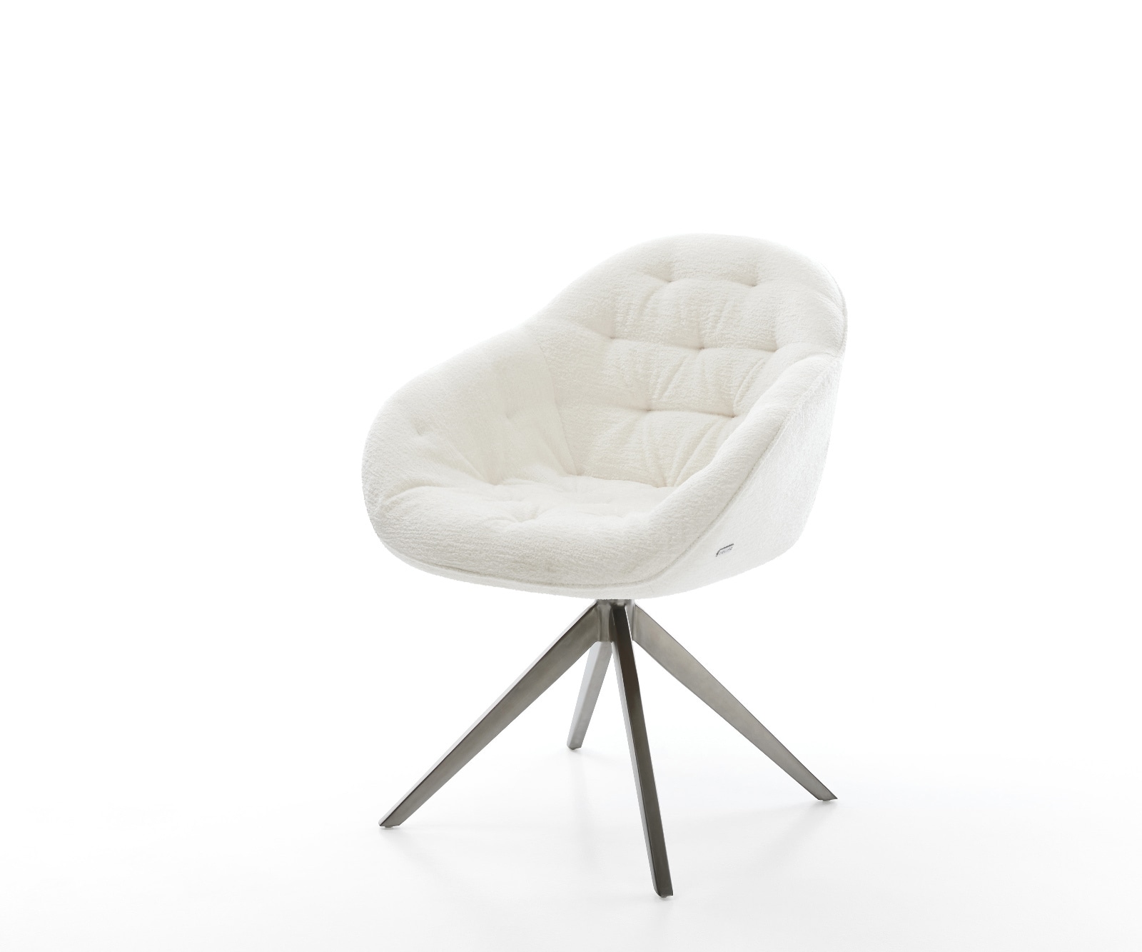 DELIFE Drehstuhl Gaio-Flex Bouclé Soft Beige Kreuzgestell breit Graphit 360° drehbar Wippfunktion