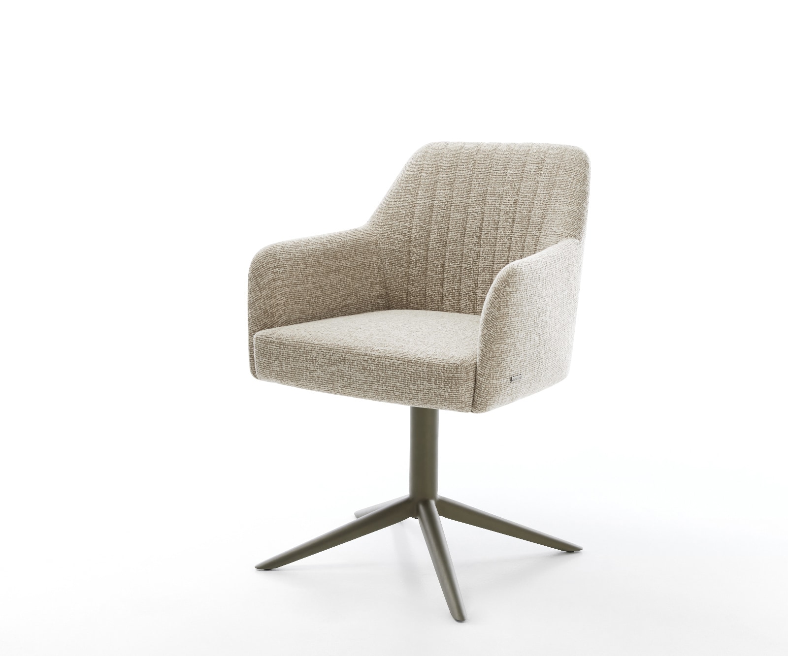 DELIFE Drehstuhl Greg-Flex Webstoff Soft Beige Fußkreuz Effektfinish Titan 360° drehbar Wippfunktion Taschenfederkern
