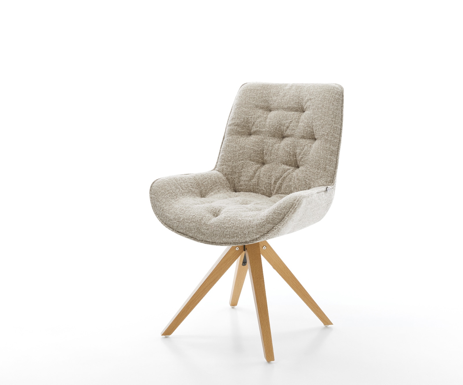 DELIFE Drehstuhl Taimi-Flex Webstoff Soft Beige Holzgestell kantig Natur 180° drehbar