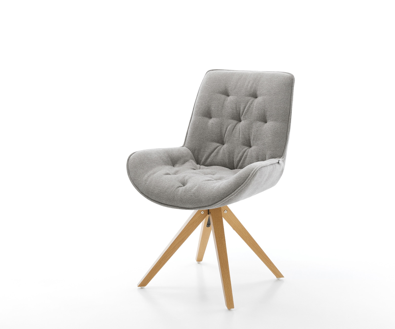 DELIFE Drehstuhl Taimi-Flex Strukturstoff Soft Grau Holzgestell kantig Natur 180° drehbar