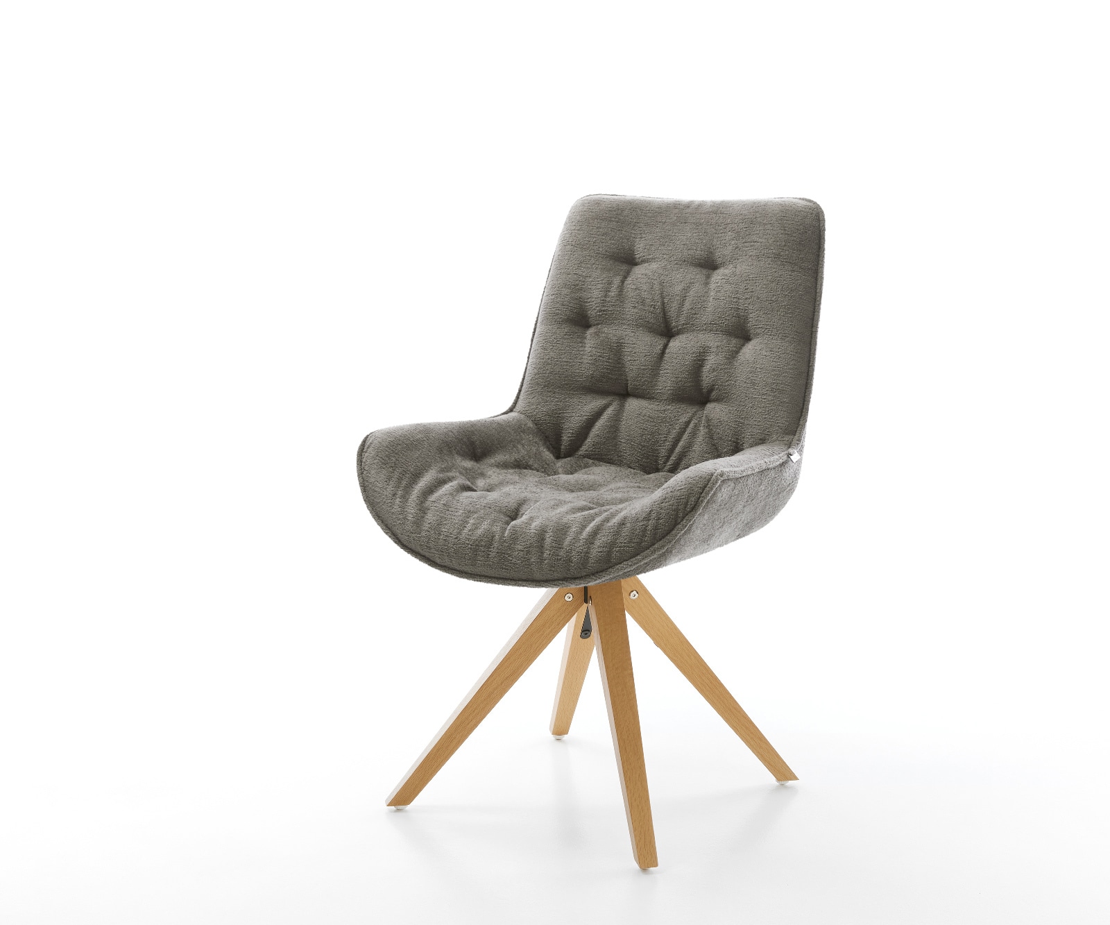 DELIFE Drehstuhl Taimi-Flex Bouclé Soft Schlamm Holzgestell kantig Natur 180° drehbar