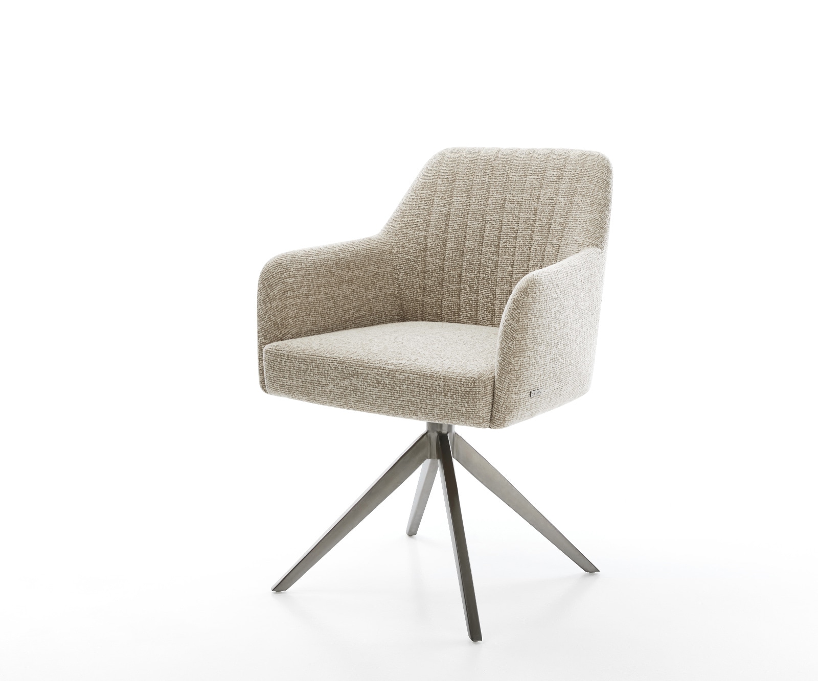 DELIFE Drehstuhl Greg-Flex Webstoff Soft Beige Kreuzgestell breit Graphit 360° drehbar Wippfunktion Taschenfederkern