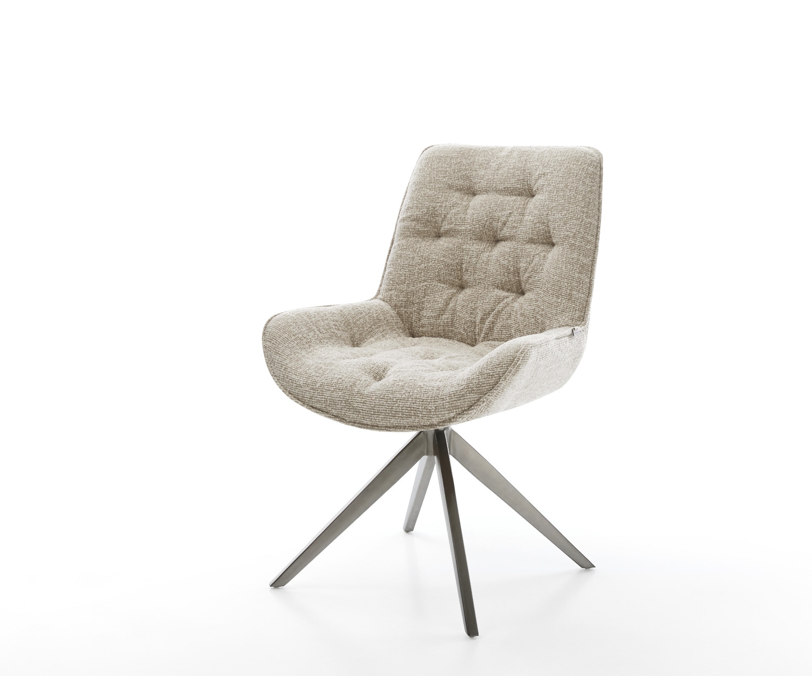 DELIFE Drehstuhl Taimi-Flex Webstoff Soft Beige Kreuzgestell breit Graphit 360° drehbar Wippfunktion