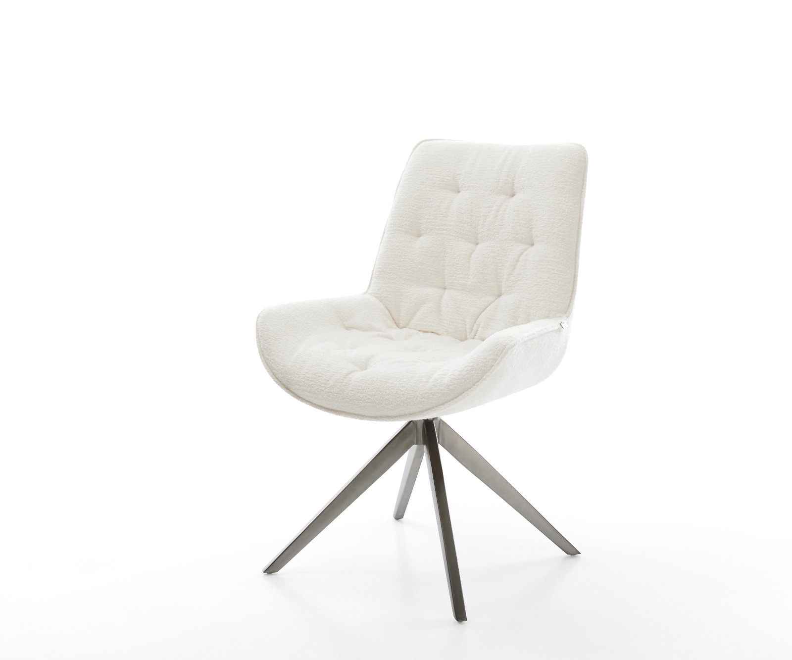 DELIFE Drehstuhl Taimi-Flex Bouclé Soft Beige Kreuzgestell breit Graphit 360° drehbar Wippfunktion