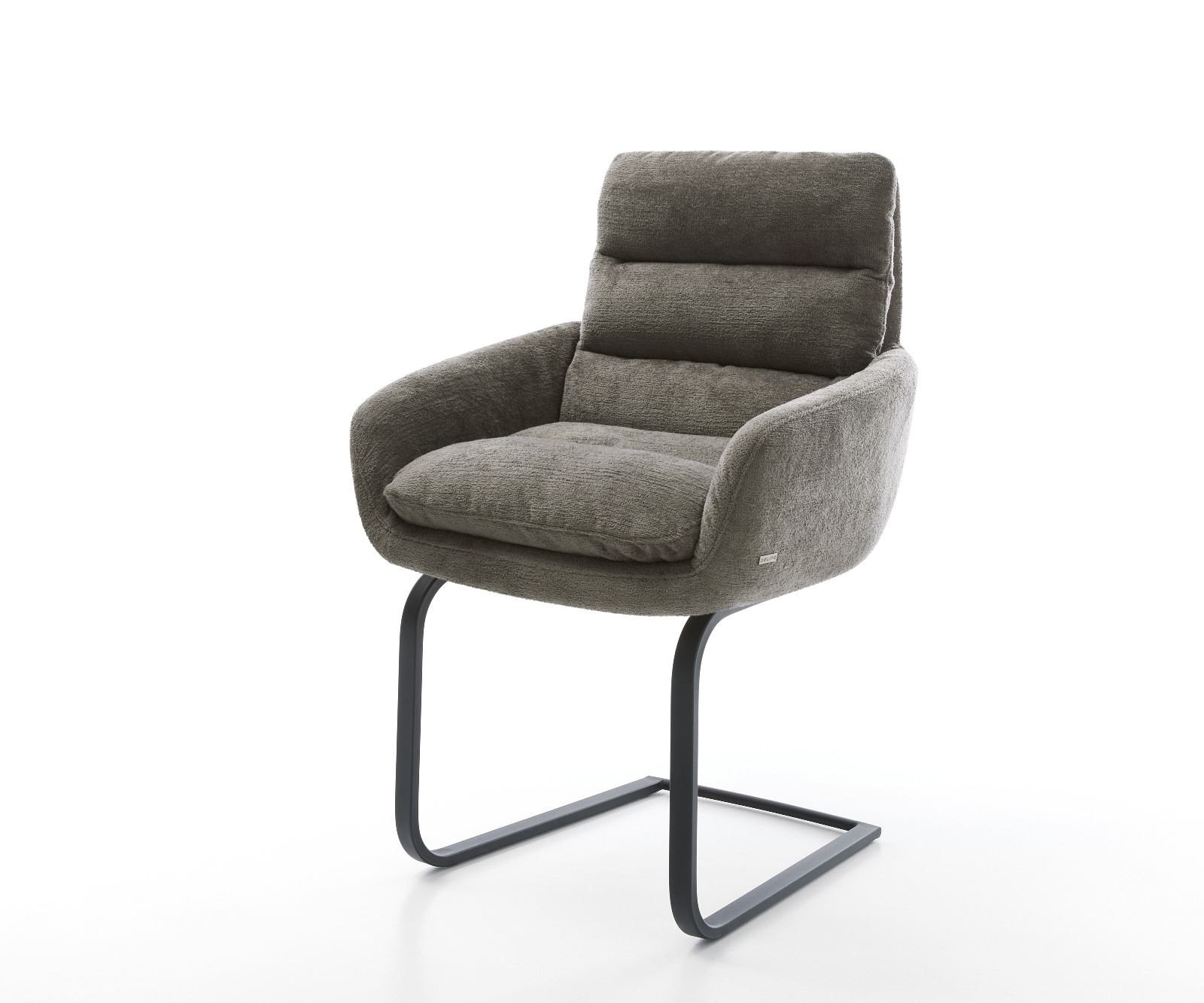 DELIFE Freischwinger Abelia-Flex mit Armlehnen Bouclé Soft Schlamm Freischwinger flach Schwarz