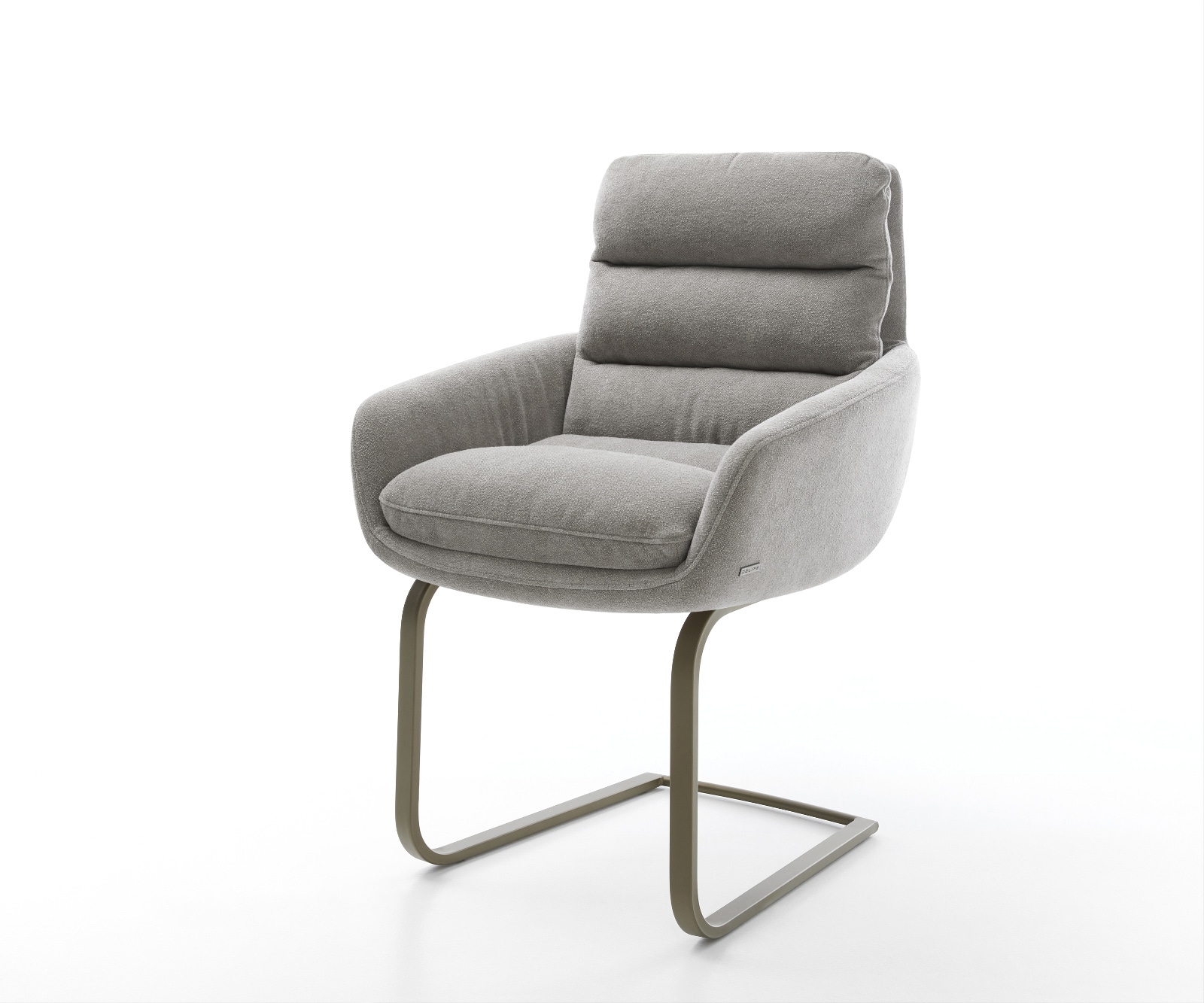 DELIFE Freischwinger Abelia-Flex mit Armlehnen Strukturstoff Soft Grau Freischwinger flach Effektfinish Titan
