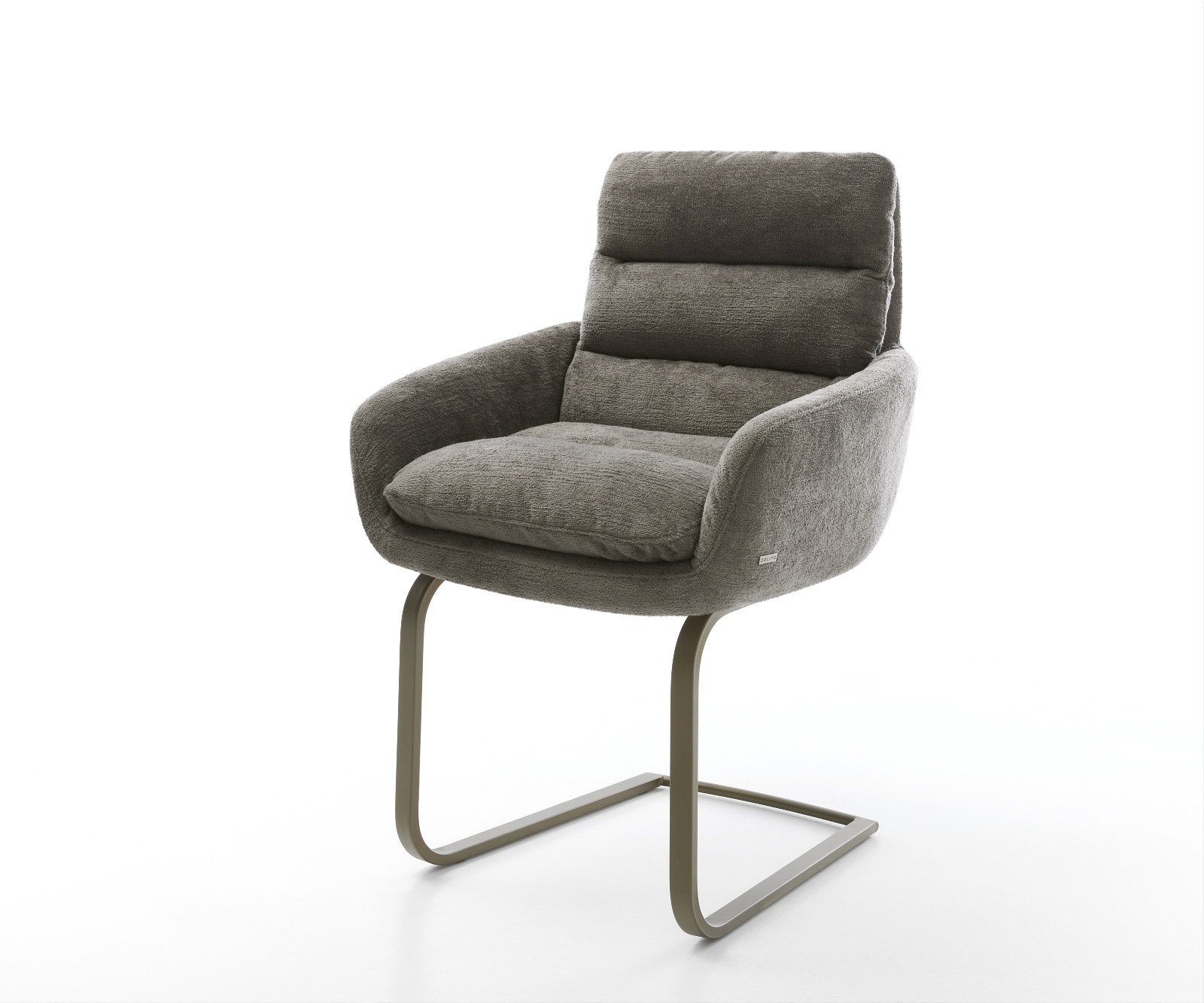 DELIFE Freischwinger Abelia-Flex mit Armlehnen Bouclé Soft Schlamm Freischwinger flach Effektfinish Titan